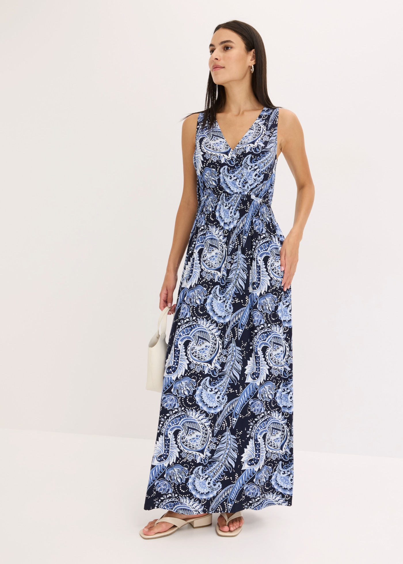 bonprix Maxikleid aus Viskose und Elasthan, ausgestellte Passform, ärmellos