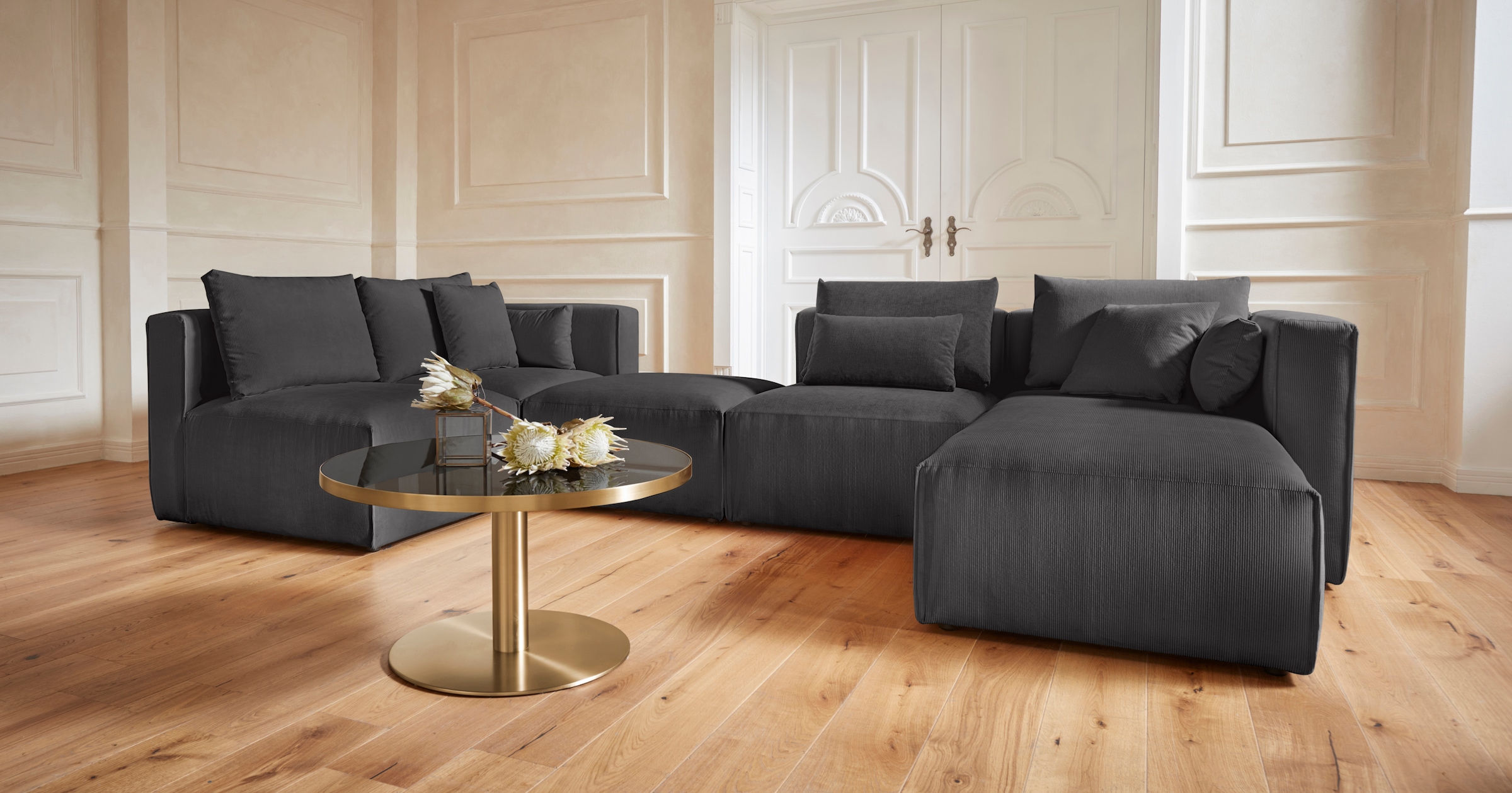 Home affaire Wohnlandschaft "Comfine U-Form", zusammengesetzt aus Modulen, günstig online kaufen