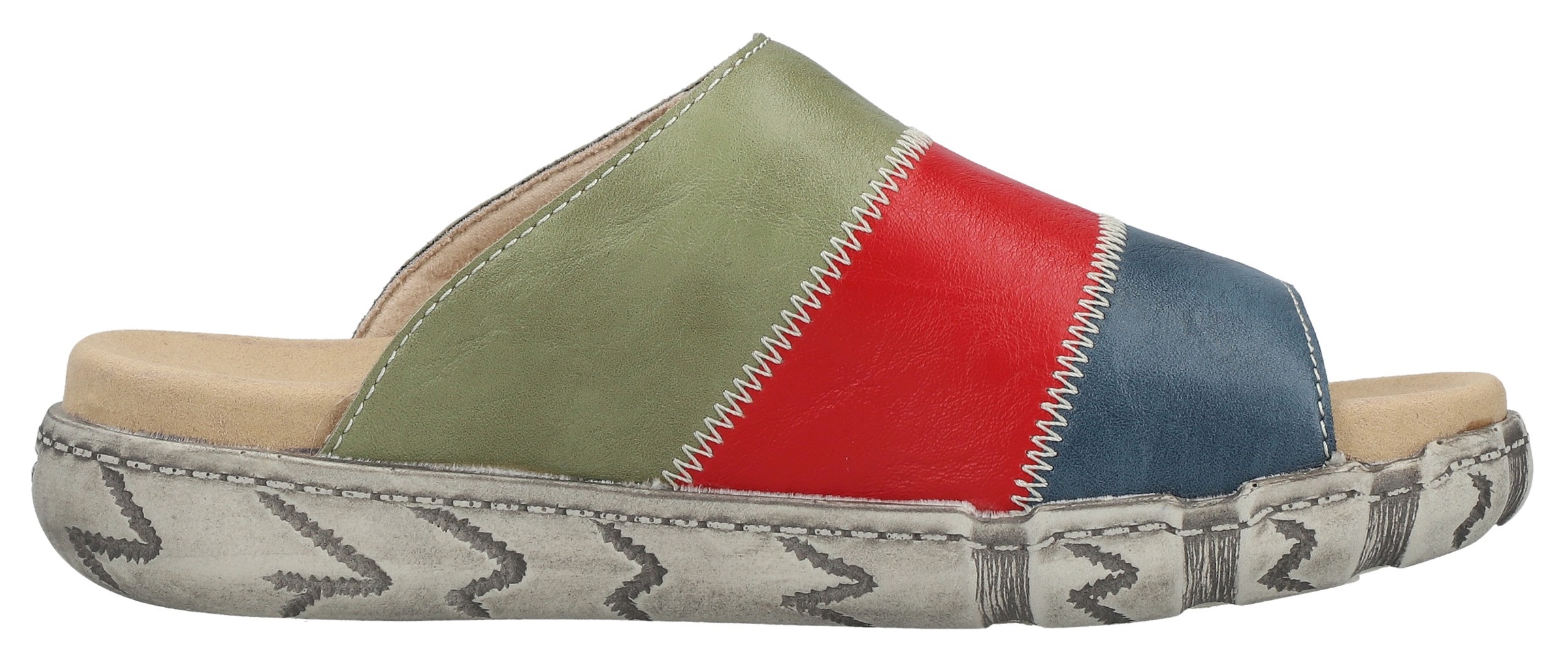 Rieker Pantolette  Sommerschuh, Hausschuh in Patchwork-Optik