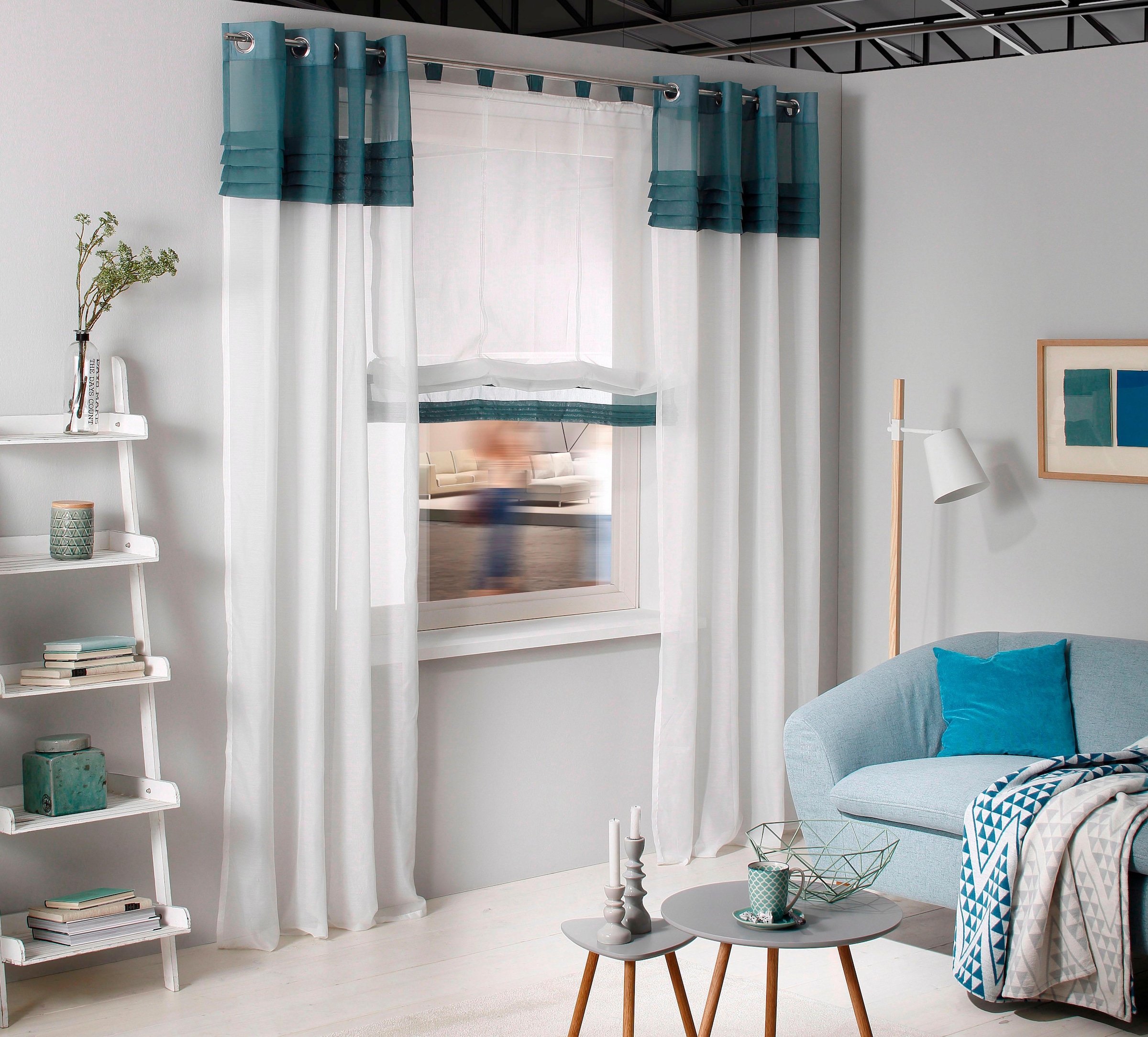 halbtransparent, bestellen Home »Gander«, Raffrollo Schlaufen, BAUR affaire Polyester, mit | Schlaufen