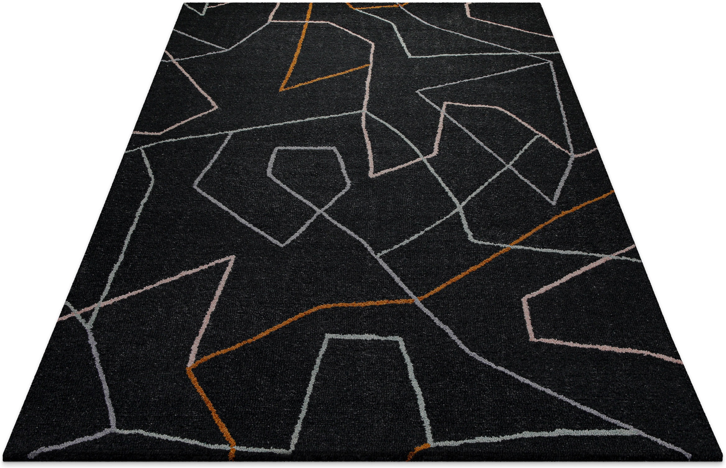 Wecon home Teppich »Nox« rechteckig 6 mm Höhe Wollteppich, abstrakt, hochwertig, handgetuftet, robust, modern