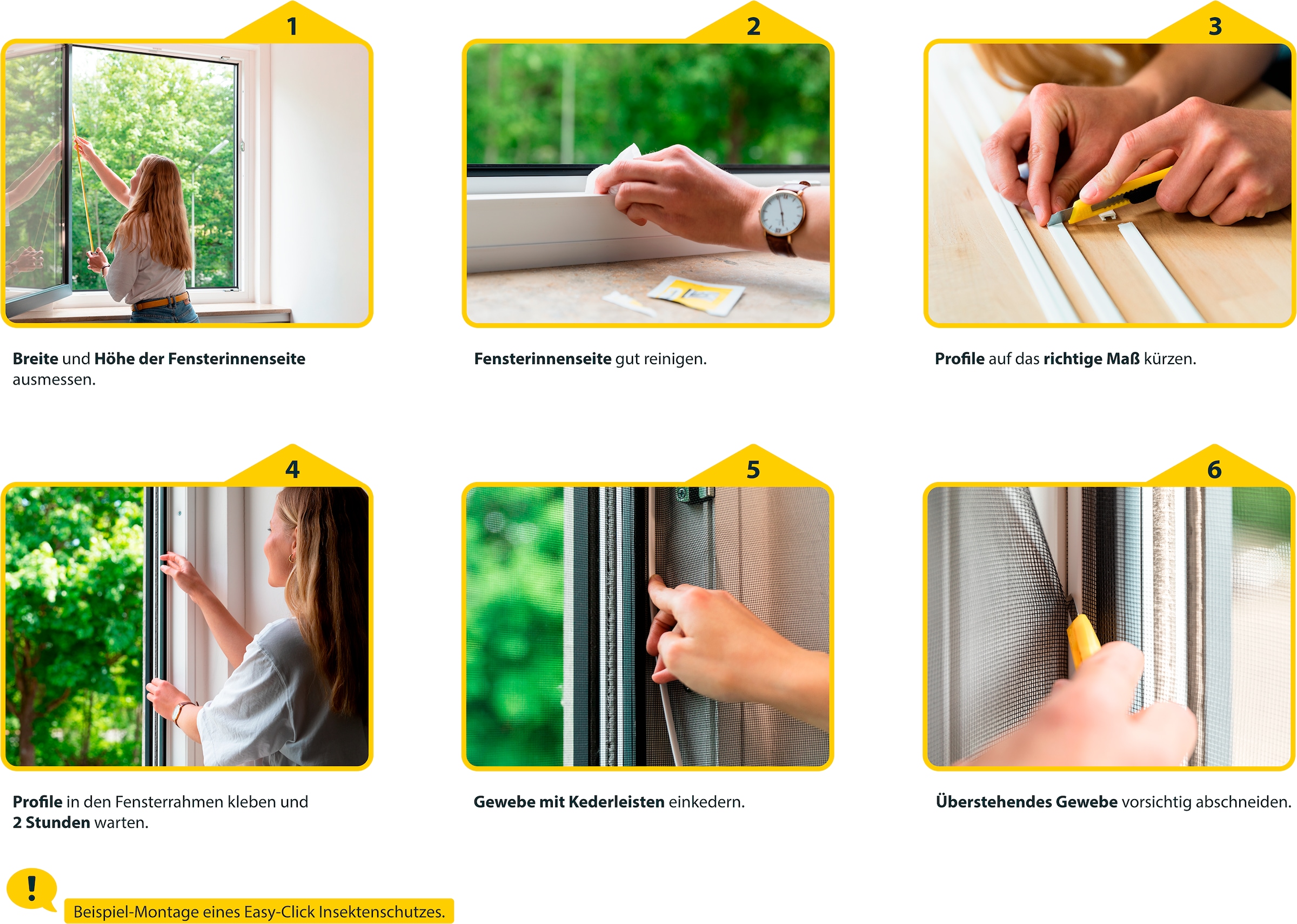 SCHELLENBERG Insektenschutz-Fensterrahmen »Easy Click mit Pollenschutzgewebe für Fenster«, Fliegengitter zum einklicken ohne bohren, 130 x 150 cm, anthrazit