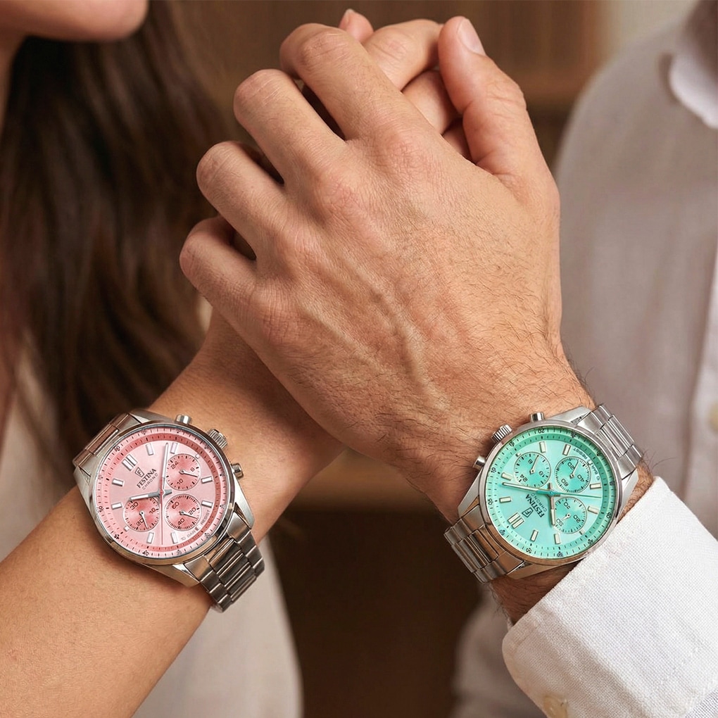 Festina Chronograph »Boyfriend Collection« Quarzuhr, Armbanduhr, Damenuhr, Herrenuhr, Edelstahlarmband, analog