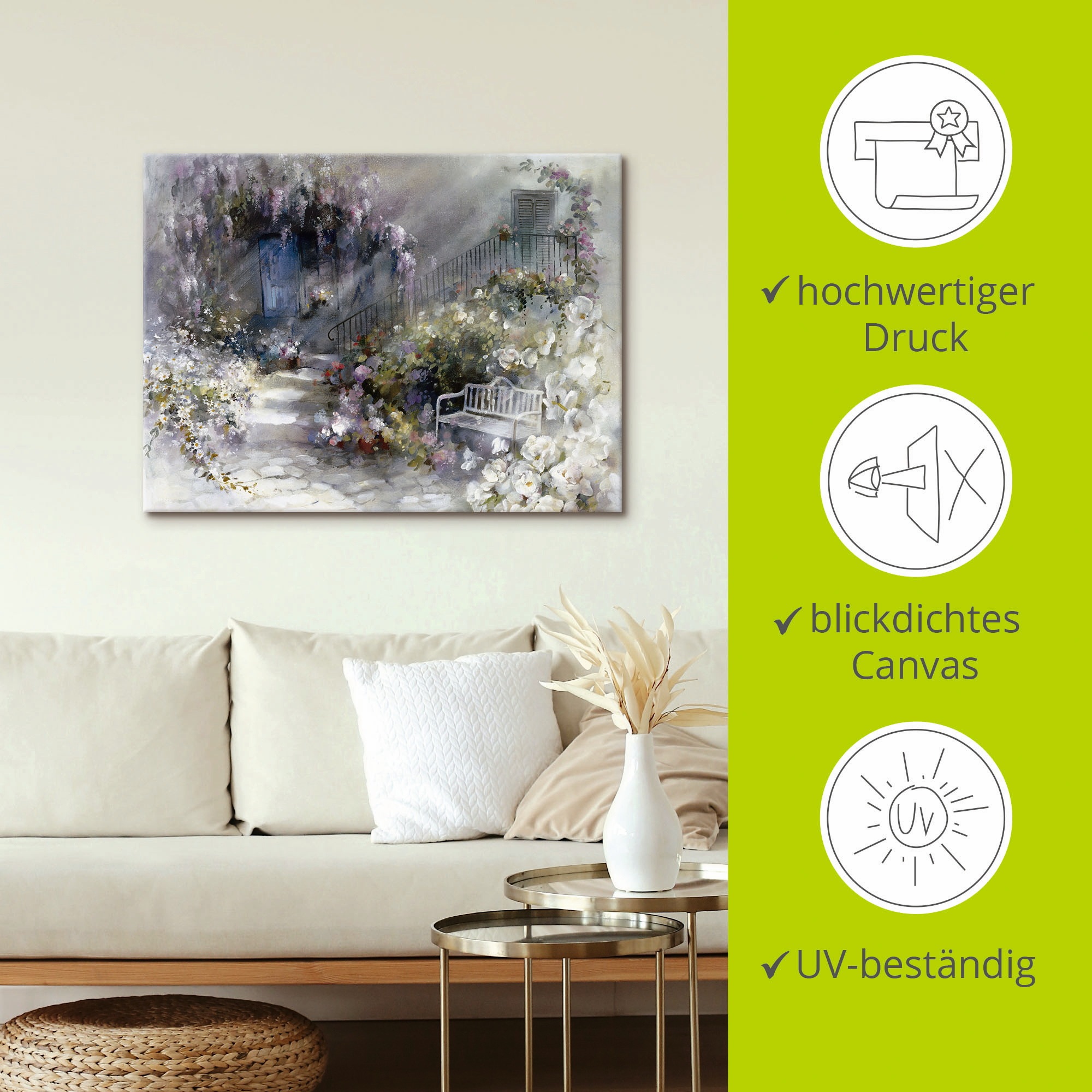 Artland Leinwandbild »Wortlos« Garten 1 Stk. tlg. auf Holzrahmen gespannt