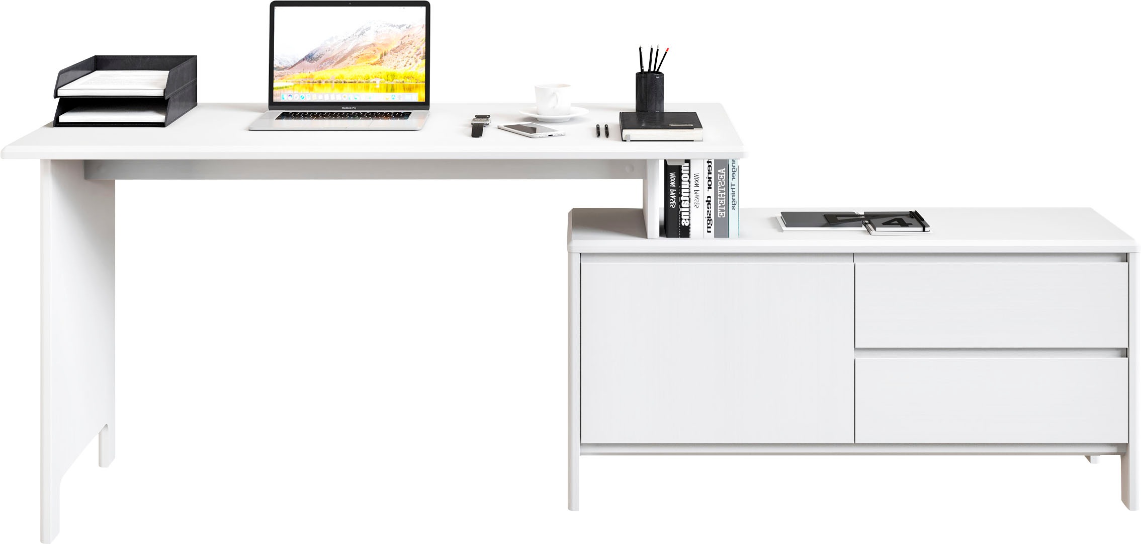 OTTO home Schreibtisch "Luven, aus Massivholz" in 2 Breiten, variable Nutzu günstig online kaufen