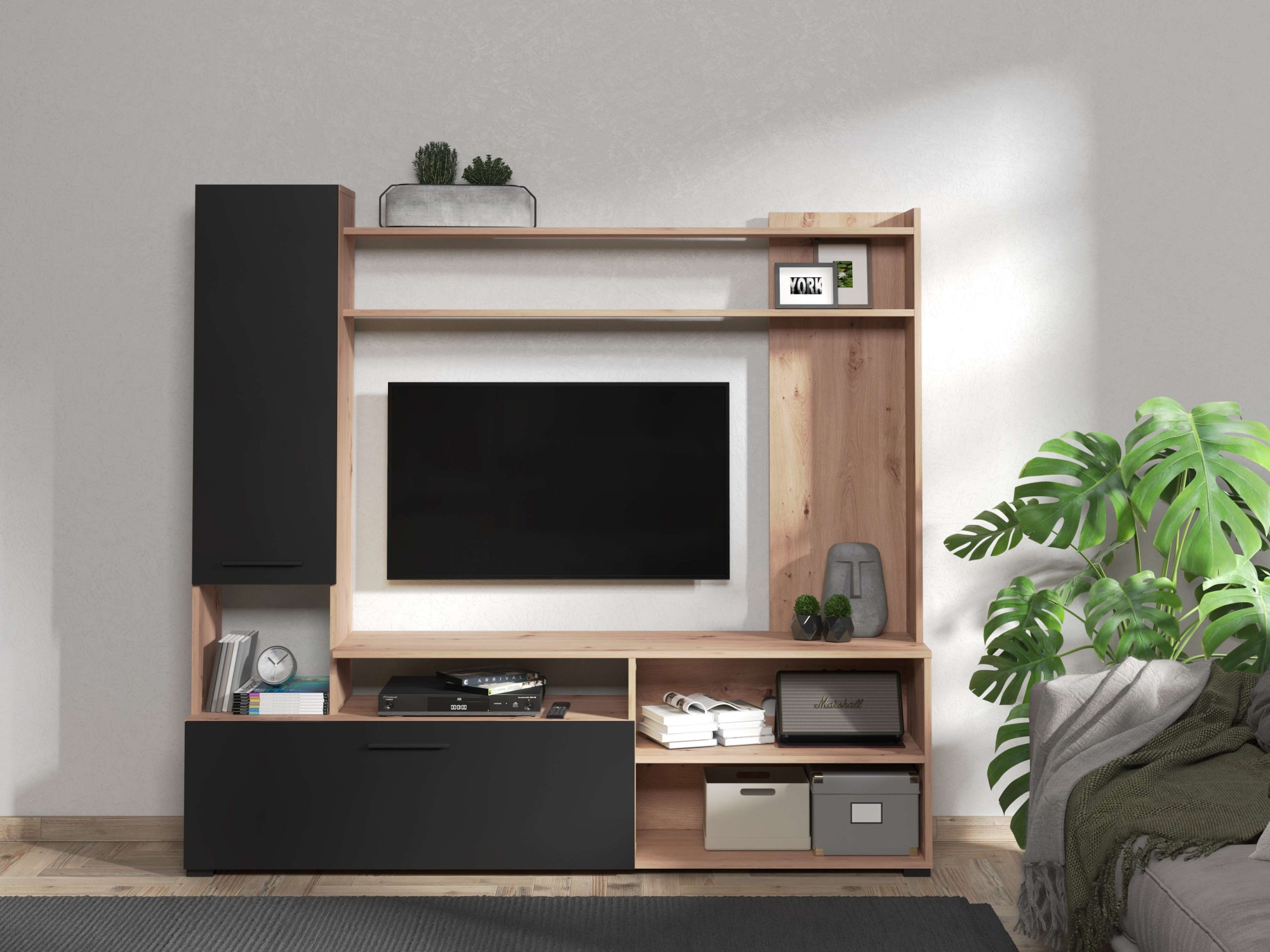 Home affaire Wohnwand "Braga Wohnwand, Mediawand, Anbauwand, für TV bis 60, Breite 169 cm" Komplett-Set, 3 Stk. tlg.