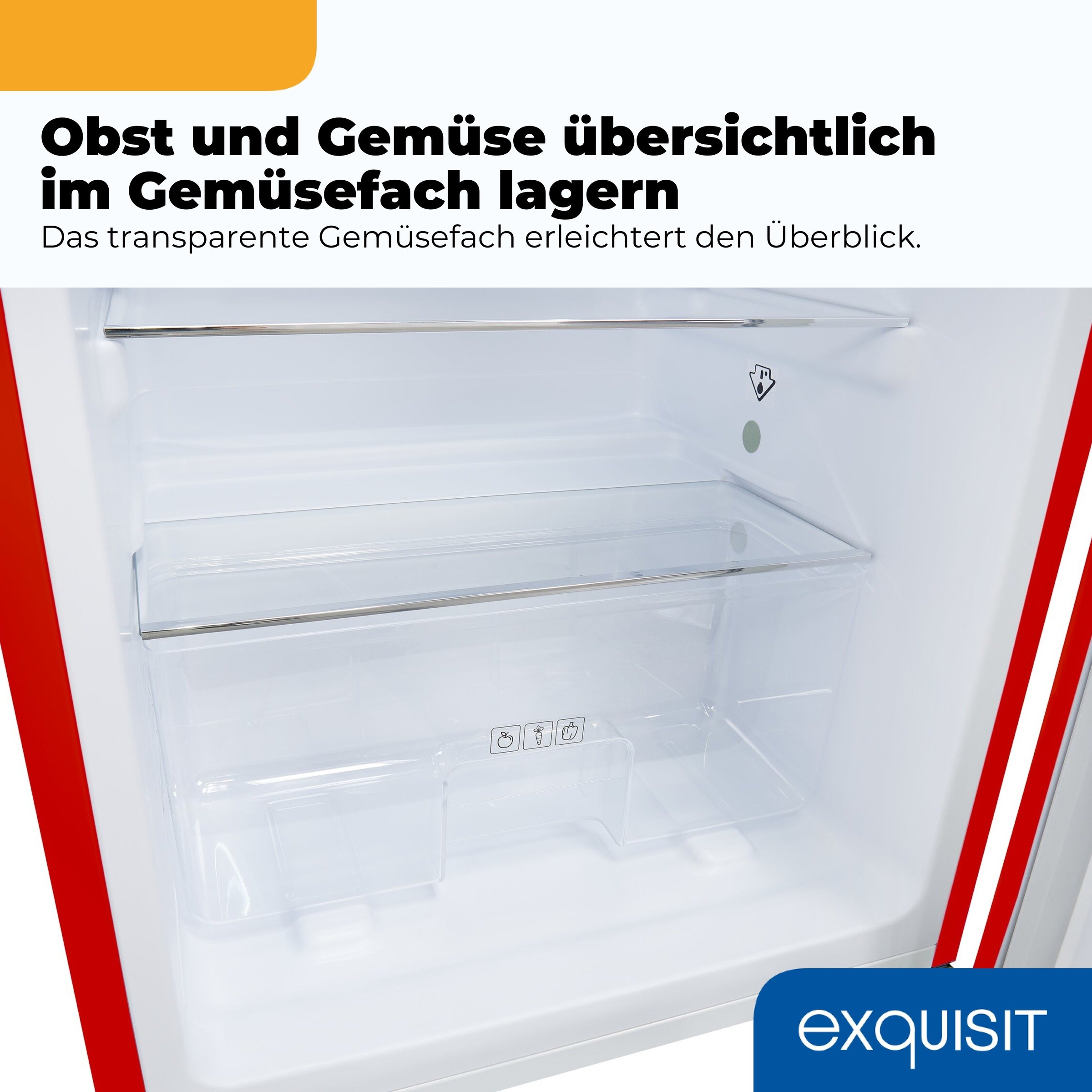 exquisit Kühl-/Gefrierkombination »RKGC270-45-H-160C rot« 146,5 cm hoch 54,5 cm breit LED-Beleuchtung, verstellbare Glasböden, Retro-Design
