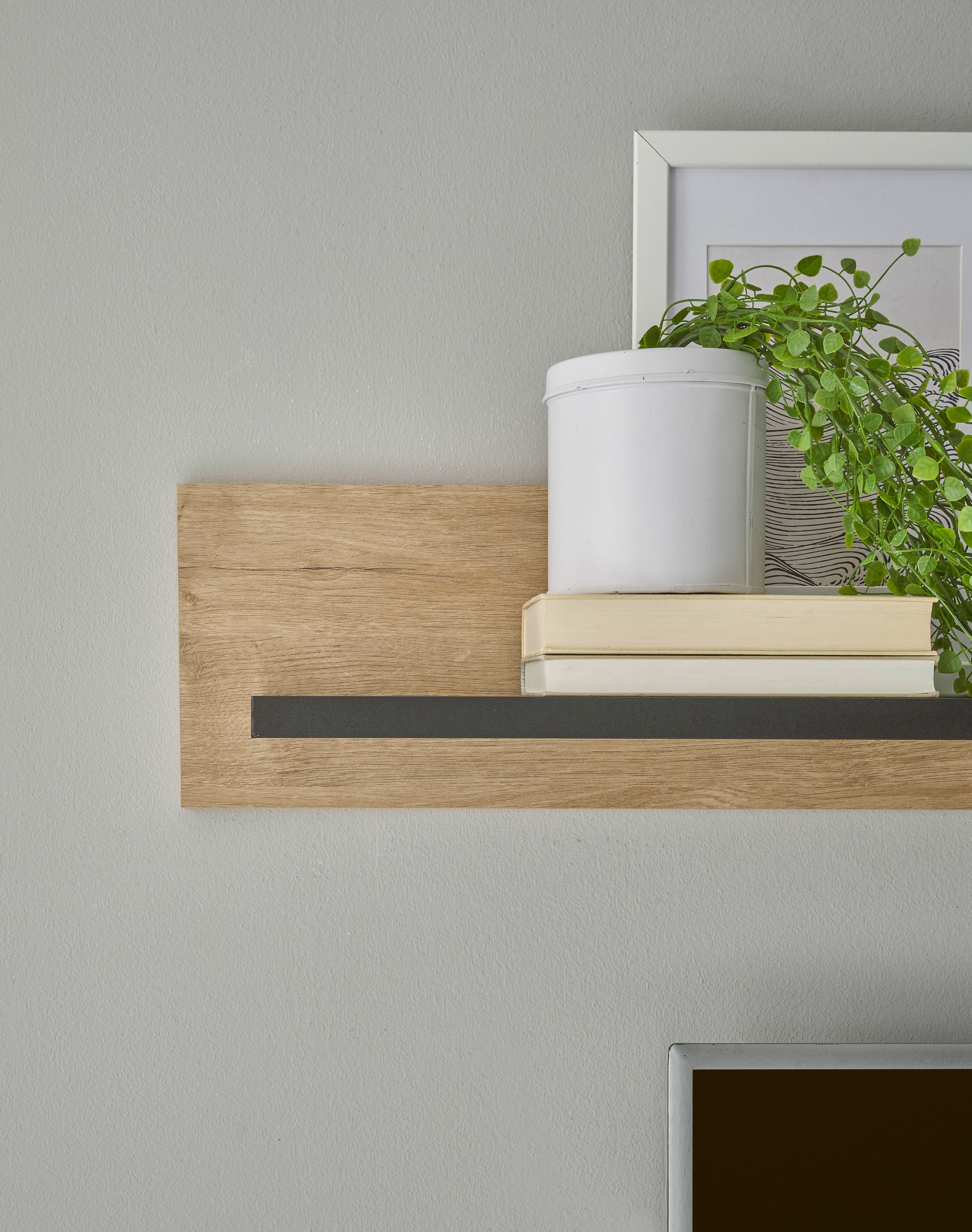 Home affaire Wohnwand »Cornwall, Anbauwand im Landhausstil, Wohnzimmer-Set, Eiche Dekor«, (Set, 2 St.), enthält Lowboard, Wandboard, Eiche Dekor, 152 cm breit