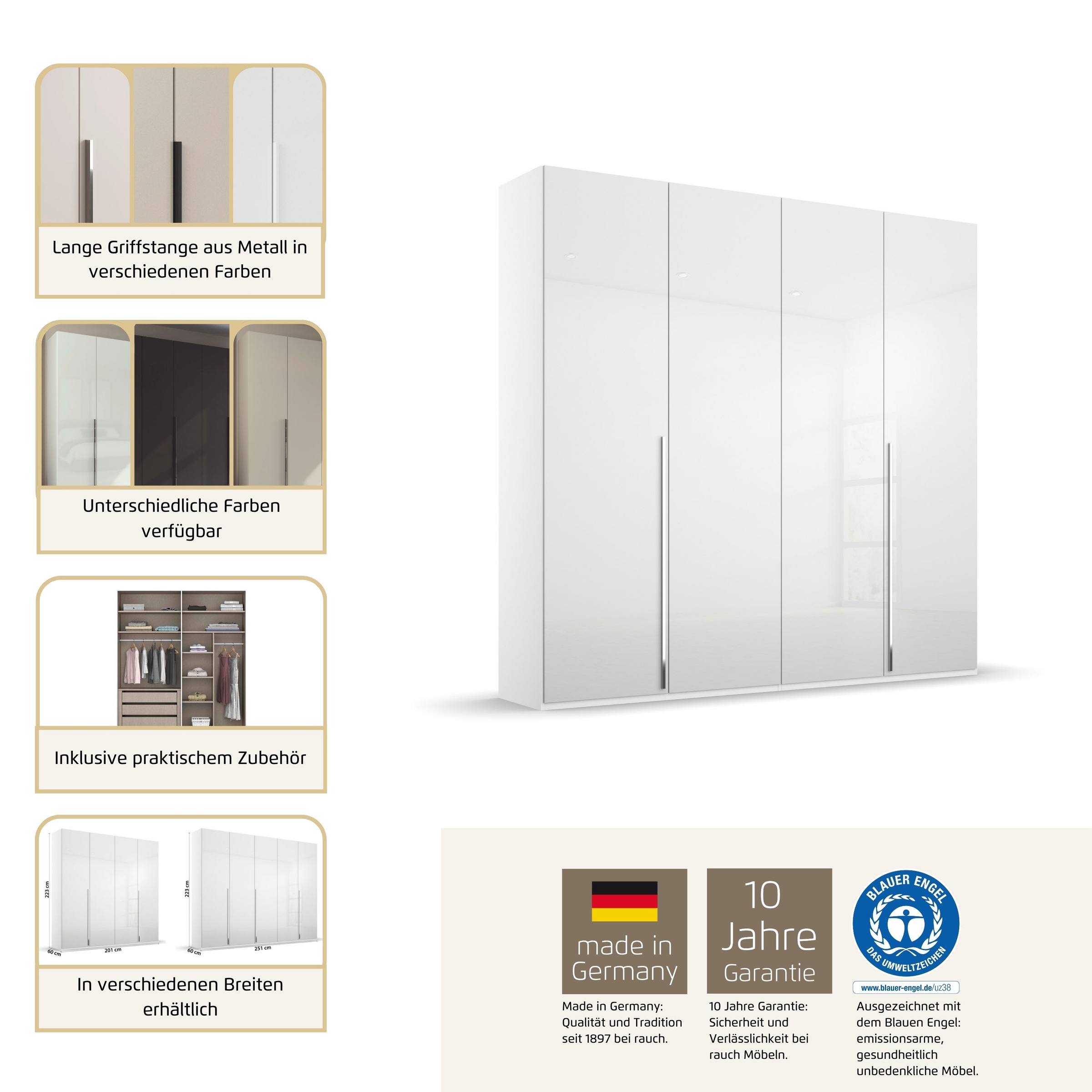 Thumbnail - rauch Drehtürenschrank "Kleiderschrank Schrank Garderobe Wäscheschrank BESTSELLER MONTCLAR" 3 Ausstattungen BASIC/CLASSI...