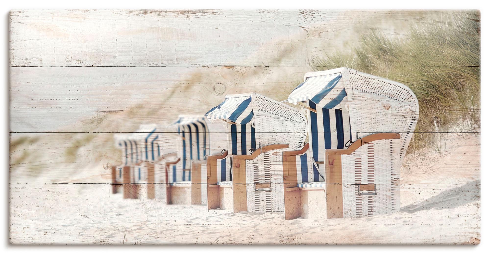OTTO home Leinwandbild »Strandkörbe in Holzoptik« Strandbilder 1 Stk. tlg.