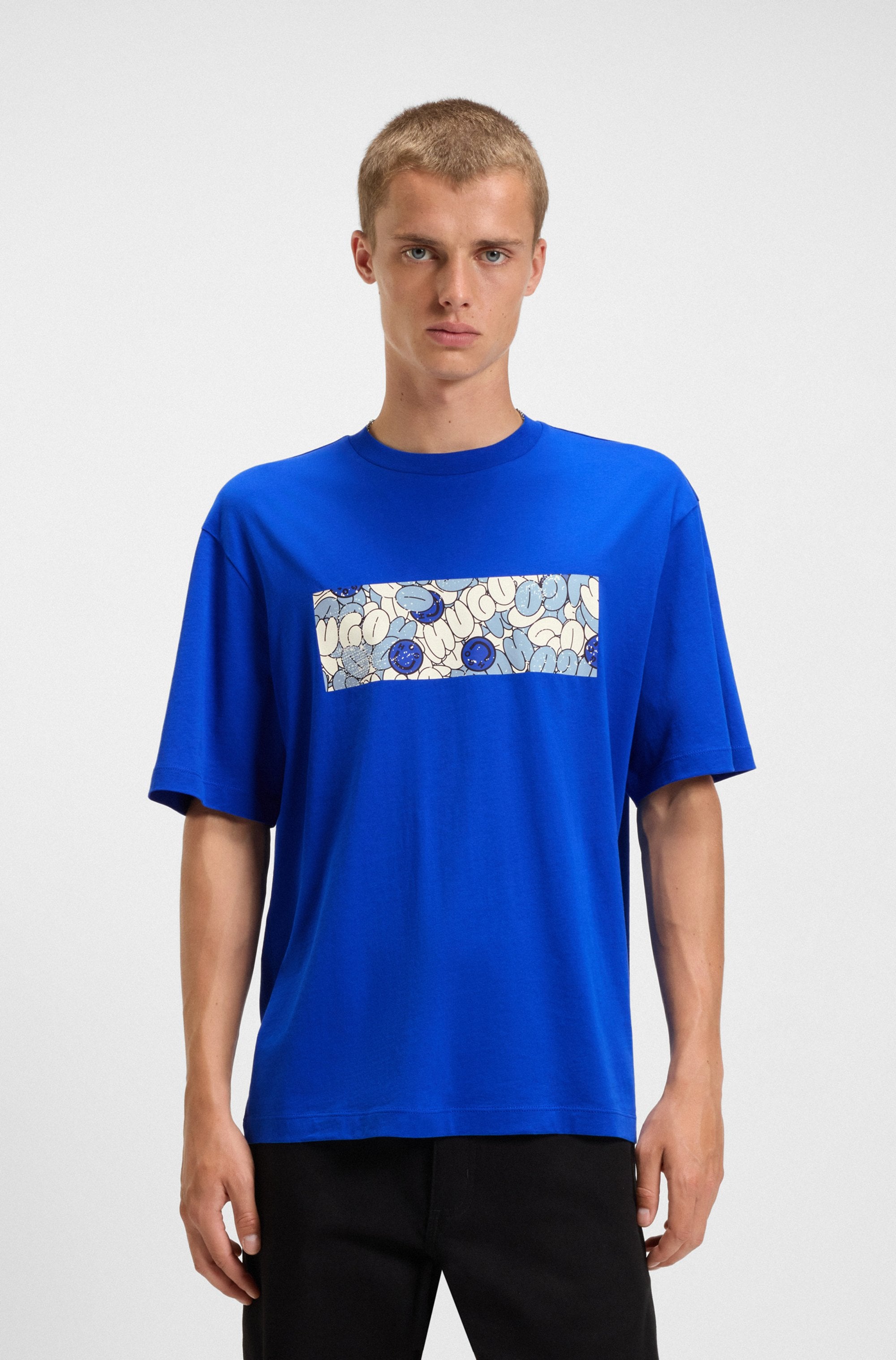 HUGO Blue T-Shirt "Nurix", mit coolem Druck günstig online kaufen