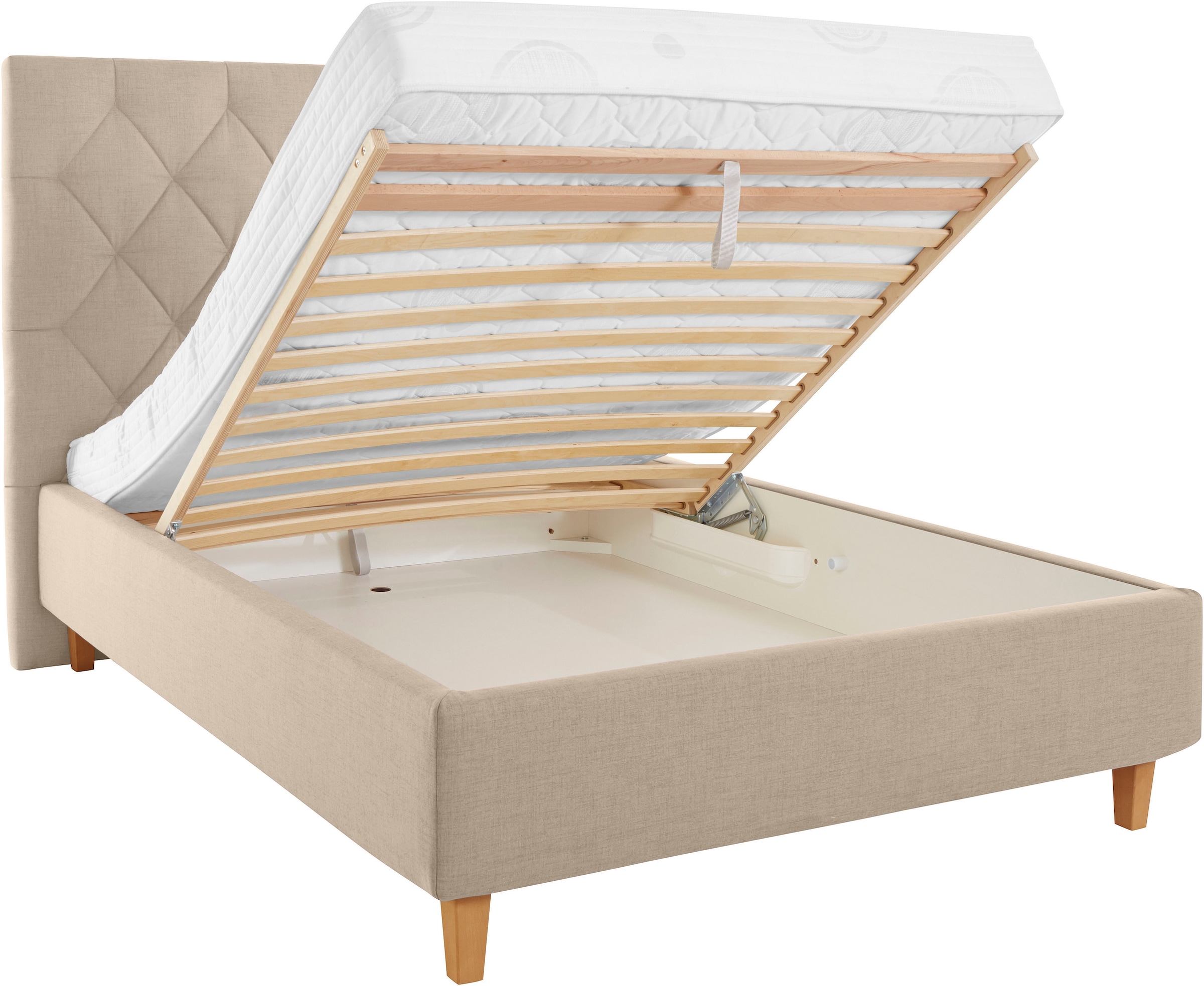 Home affaire Polsterbett »Sunley 140« Kreuzsteppung, Kopfteilhöhe 142 cm, ohne oder mit Matratze/Lattenrost