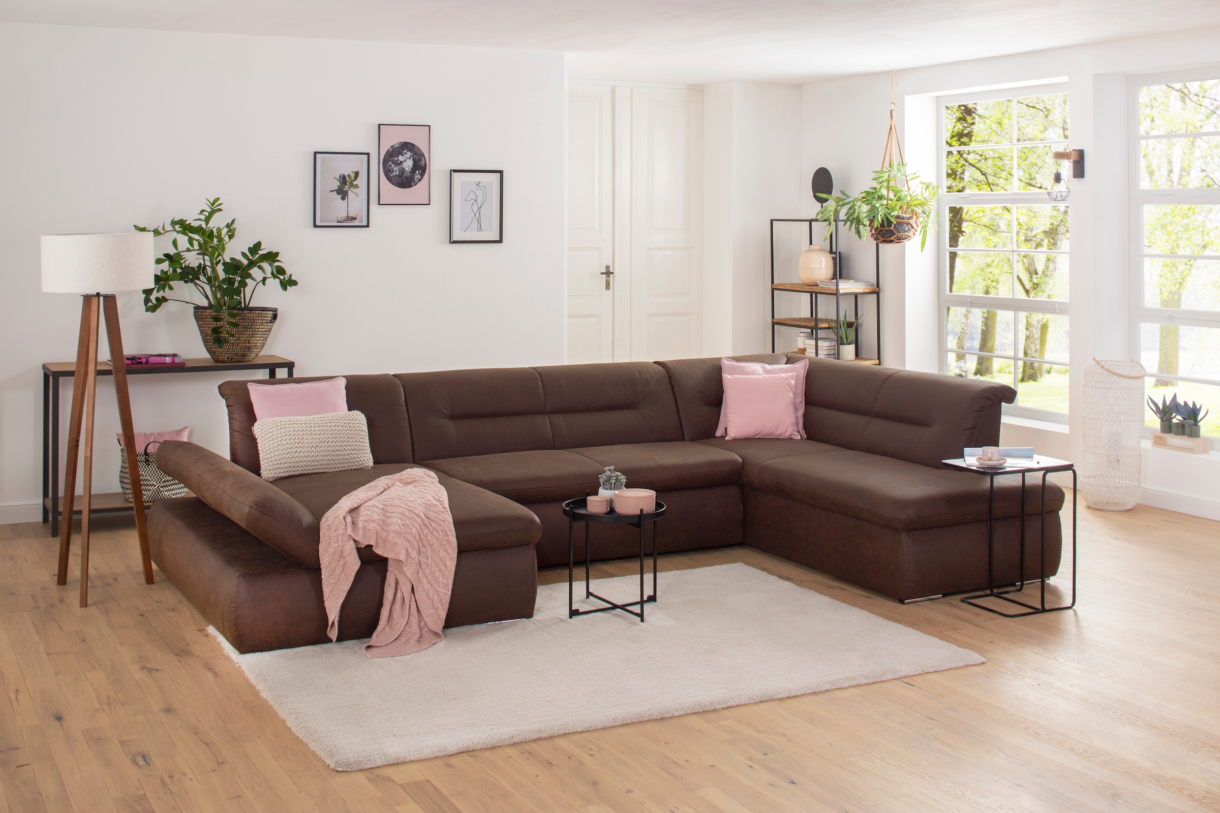 Home affaire Wohnlandschaft "Avesa U-Form" Wahlweise mit Armteilverstellung günstig online kaufen