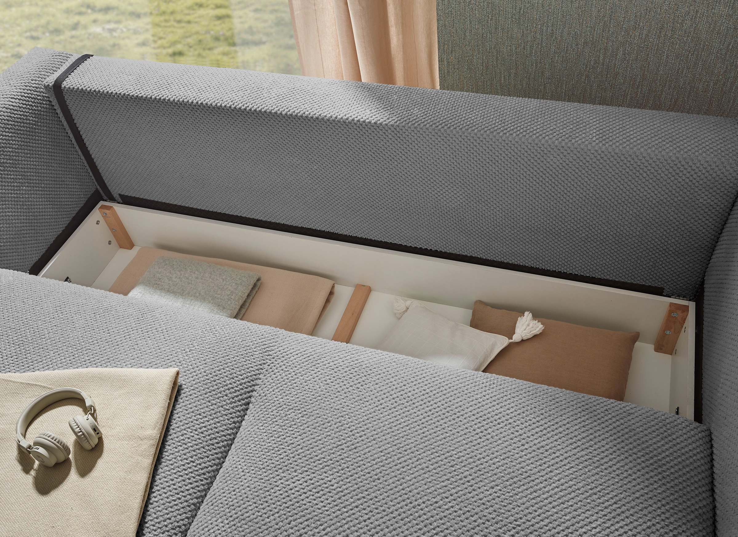 ED EXCITING DESIGN Schlafsofa »Stanley«, mit Bettkasten & 2 Zierkissen