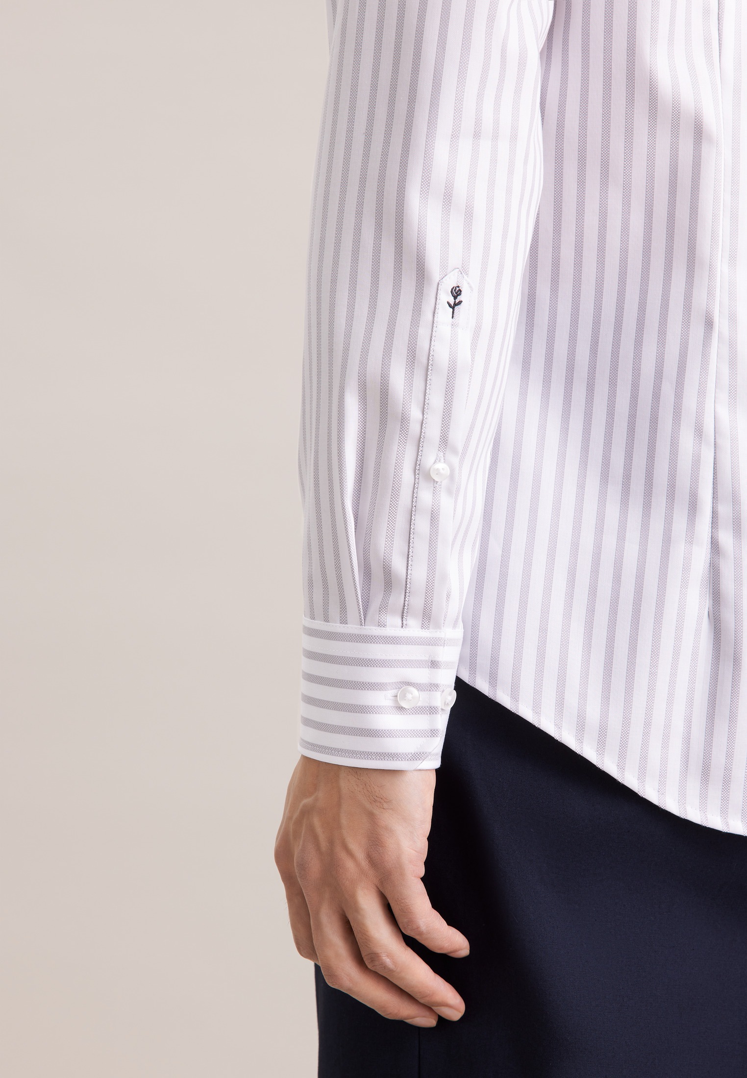 Seidensticker Schwarze Rose Men's Shirt Light Gray M 3