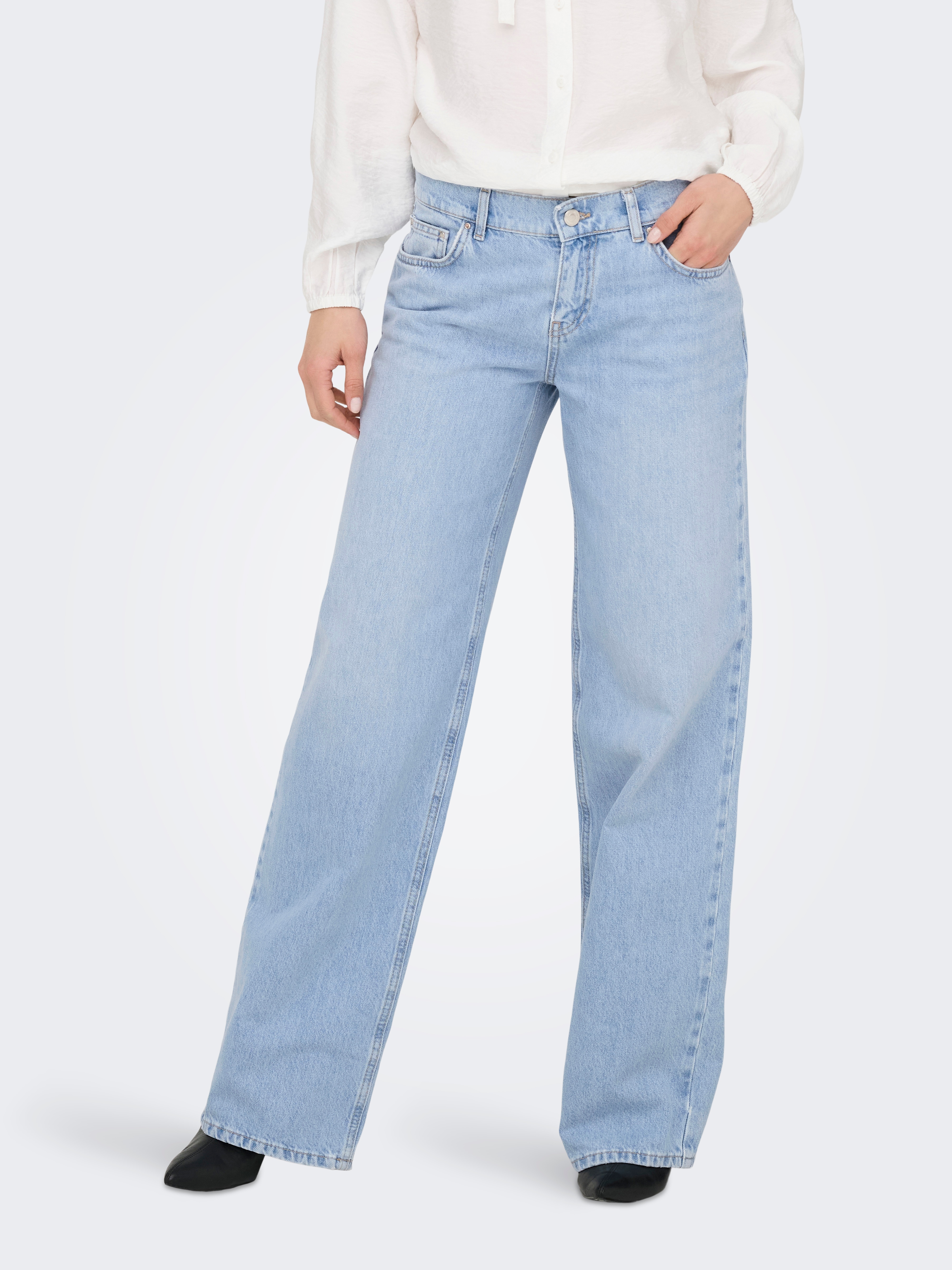 ONLY Low-rise-Jeans "ONLBRENDA LOW WIDE DNM CRO045" Baumwolle, low waist, wide fit