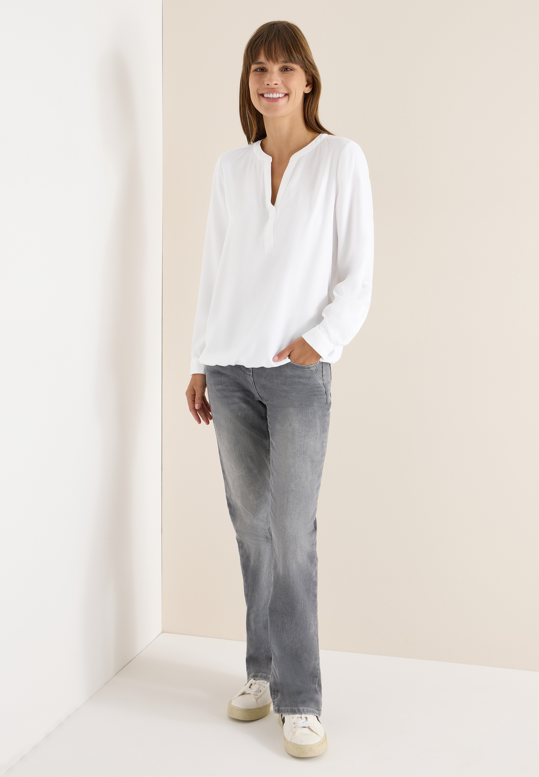 Thumbnail - Cecil Langarmbluse in Unifarbe