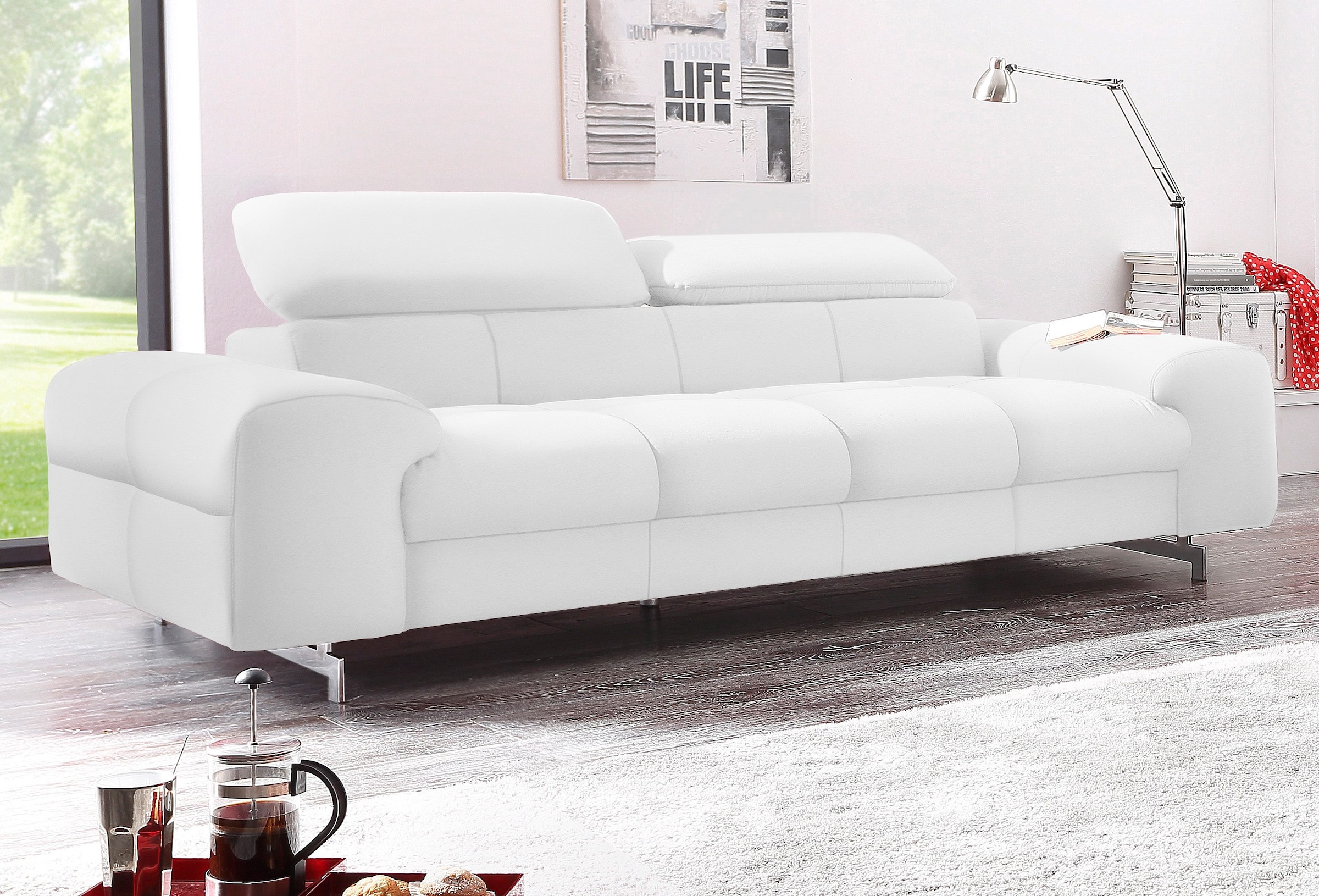 COTTA 3-Sitzer "Chef", Big-Sofa mit Kopfteilverstellung, edle Metallkufen günstig online kaufen