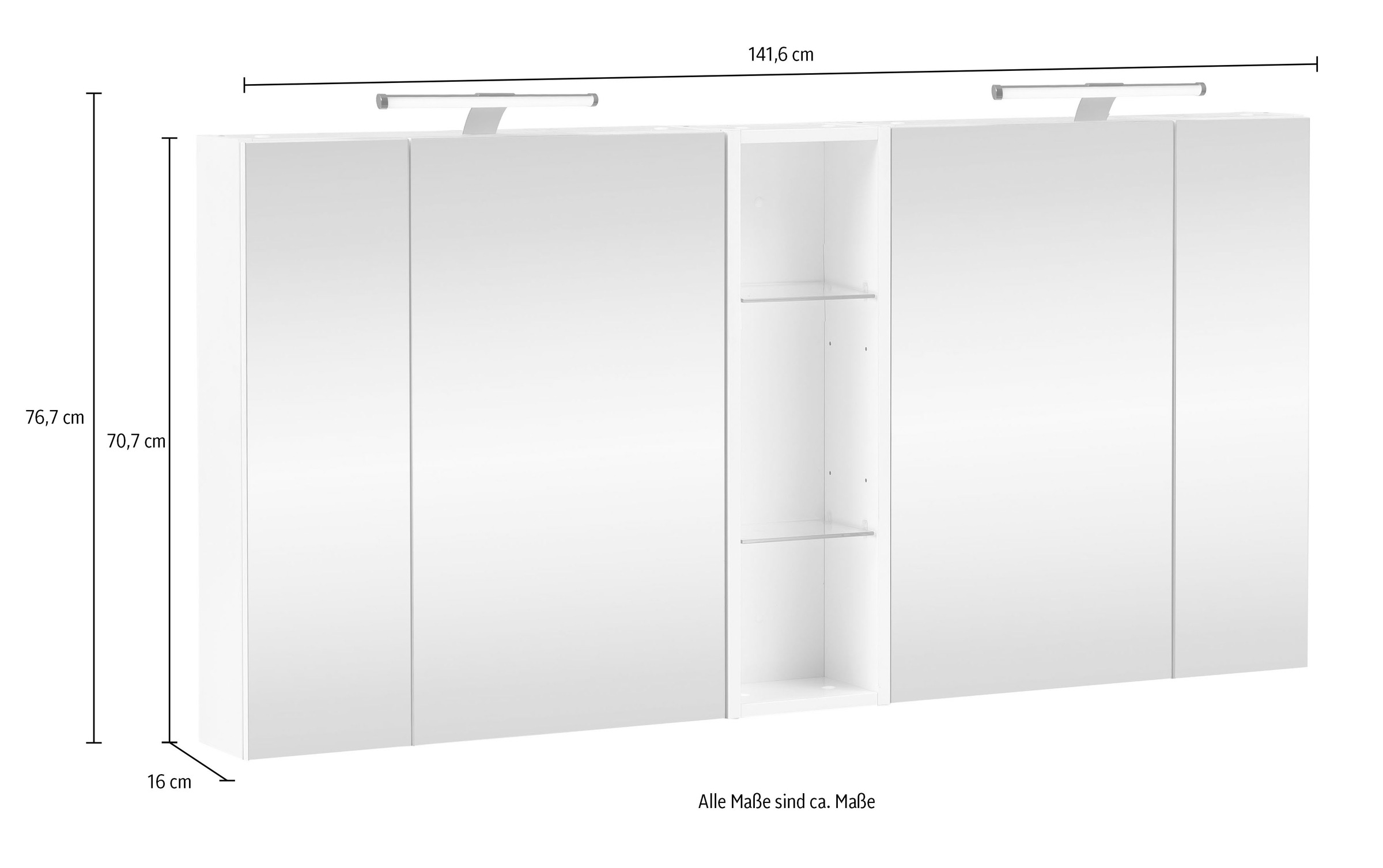 Schildmeyer Spiegelschrank "Duo, Doppelter Spiegelschrank, Made in Germany, B: 141,6 cm" 1 Stk. tlg. Solide Verarbeitung - Dieses Produkt ist in Deutschland gefertigt