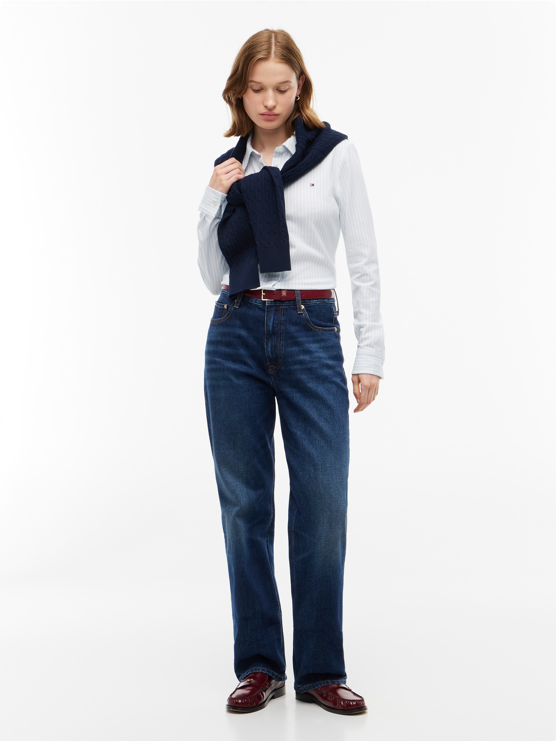 Tommy Hilfiger Langarmbluse »SLIM PIQUE« Baumwollmischung, slim fit