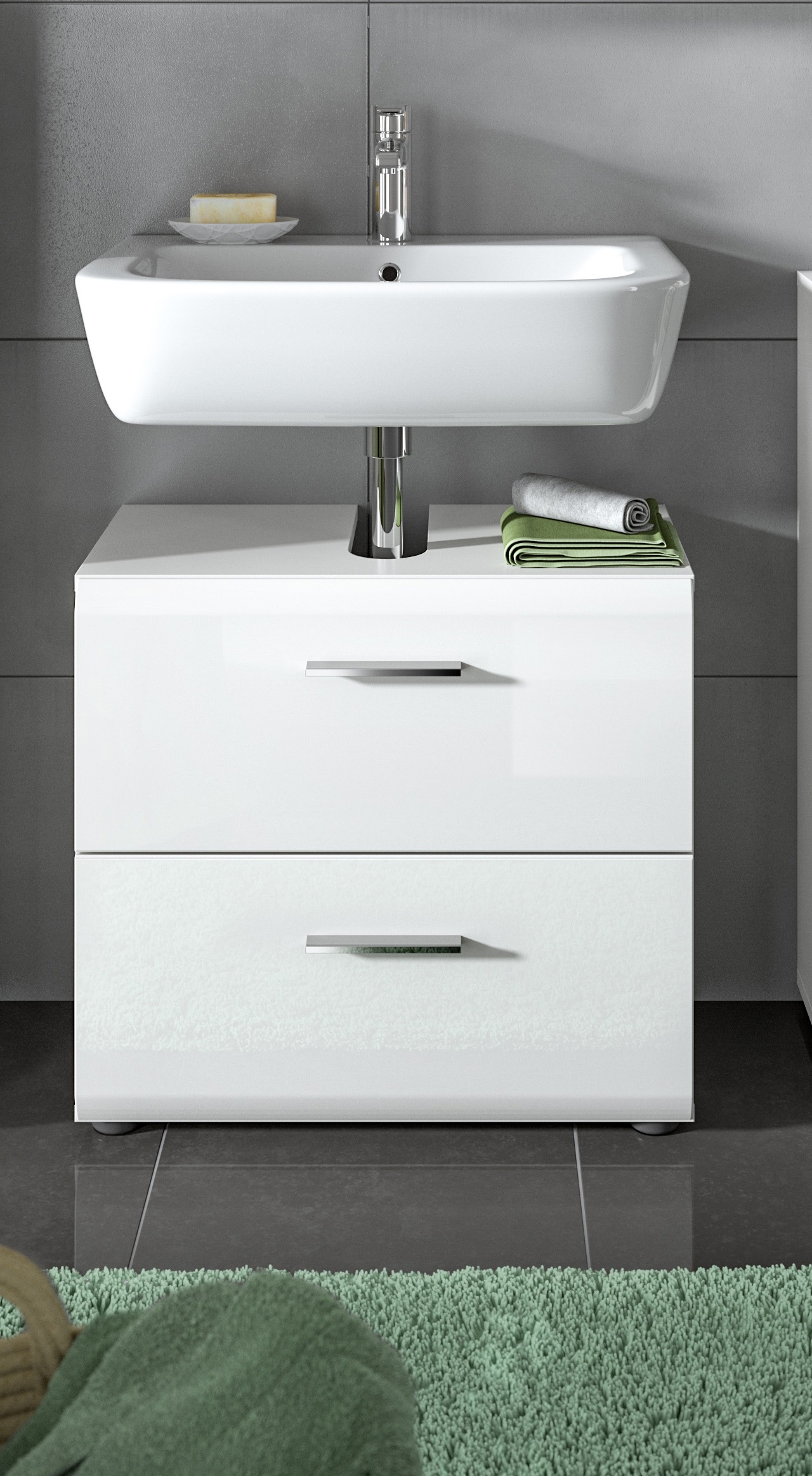 welltime Waschbeckenunterschrank "FLORENZ, TOPSELLER, Breite 60 cm, 2 Schub günstig online kaufen