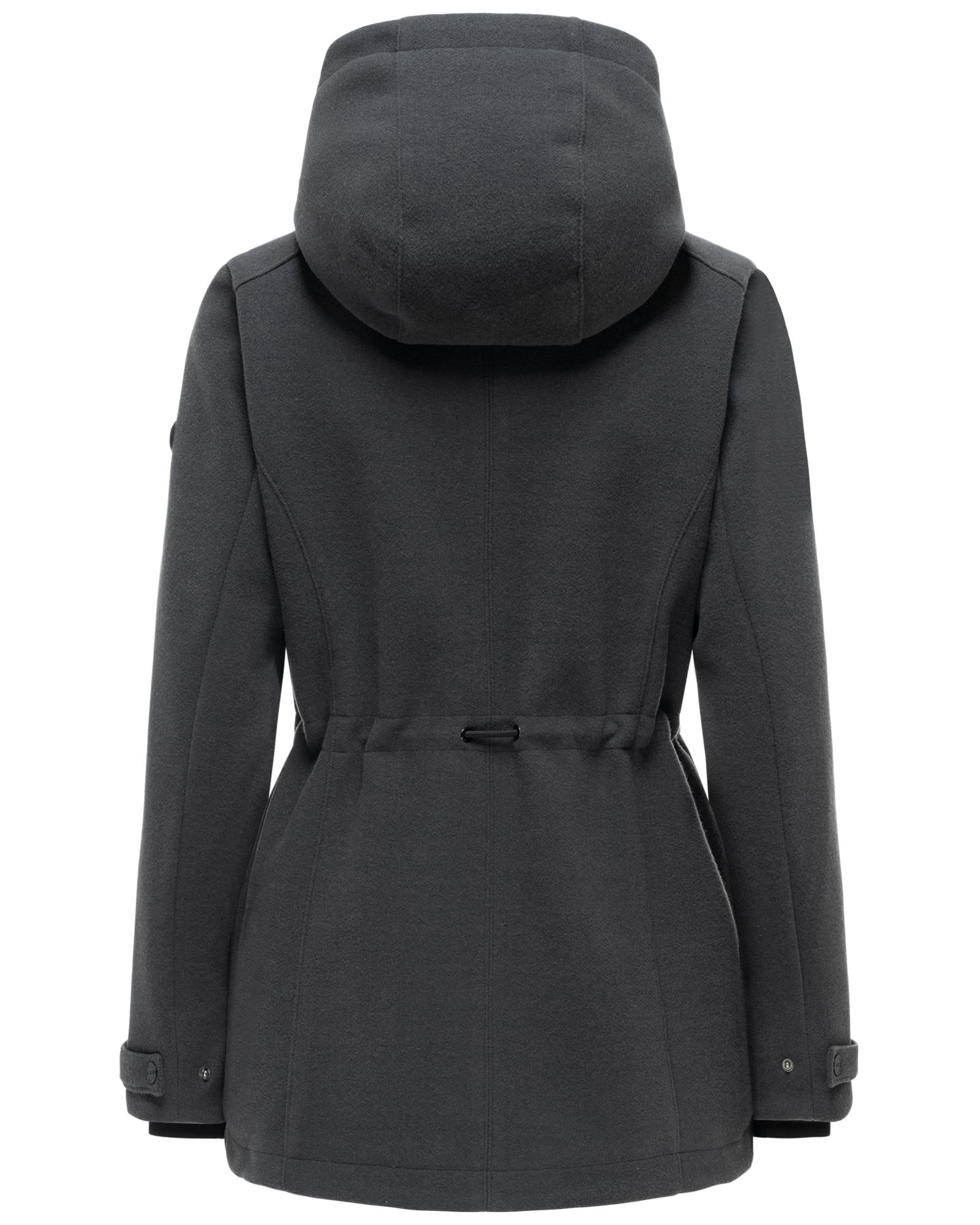 Navahoo Kurzmantel »Lächelstern 14« Lange Damen Übergangsjacke in Wollmantel-Optik mit Kapuze