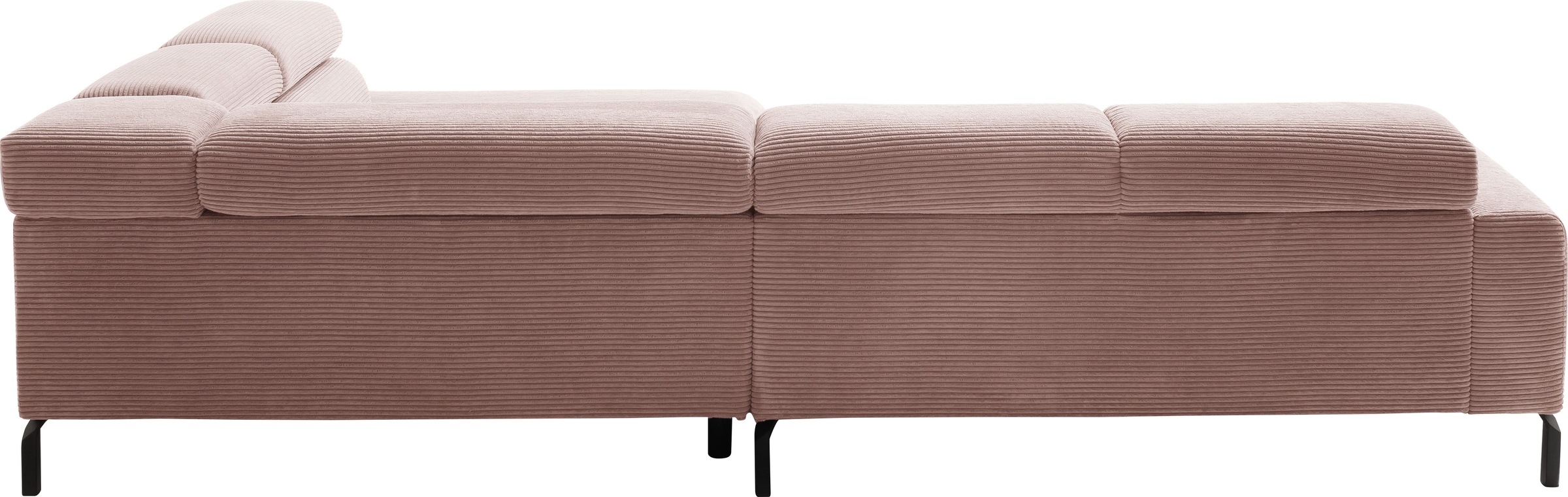 Places of Style Ecksofa »Antonelli, L-Form, inkl. Kopfteilverstellung, Breite 312 cm«, mit elektrischer Sitztiefenverstellung, in Cord, rosé
