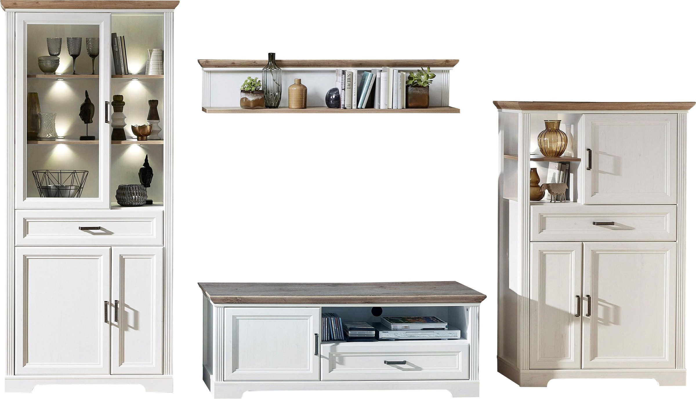 Innostyle Wohnwand »Jasmin«, (Set, 4 St.), inkl. LED-Beleuchtung, mit Soft-Close-Funktion