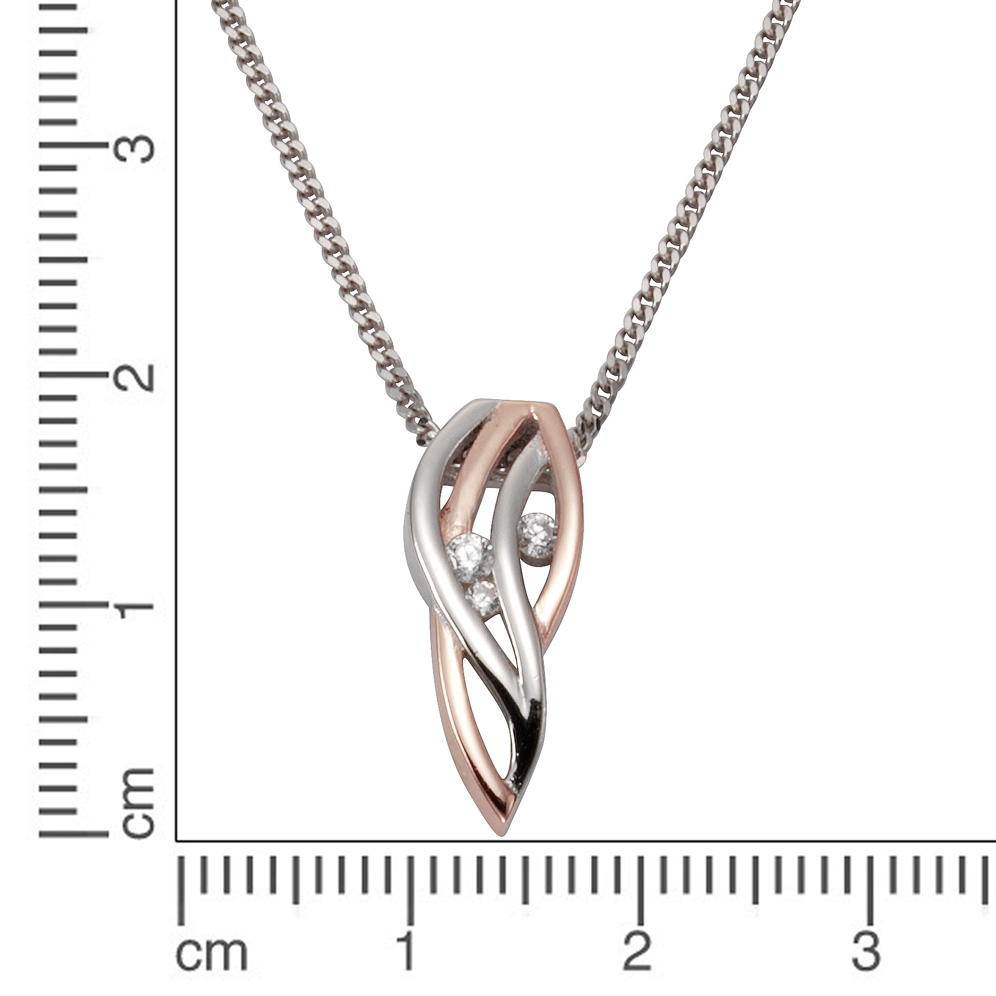 Zeeme Kette mit Anhänger »Silber 925 zweifarbig mit Zirkonia weiß«