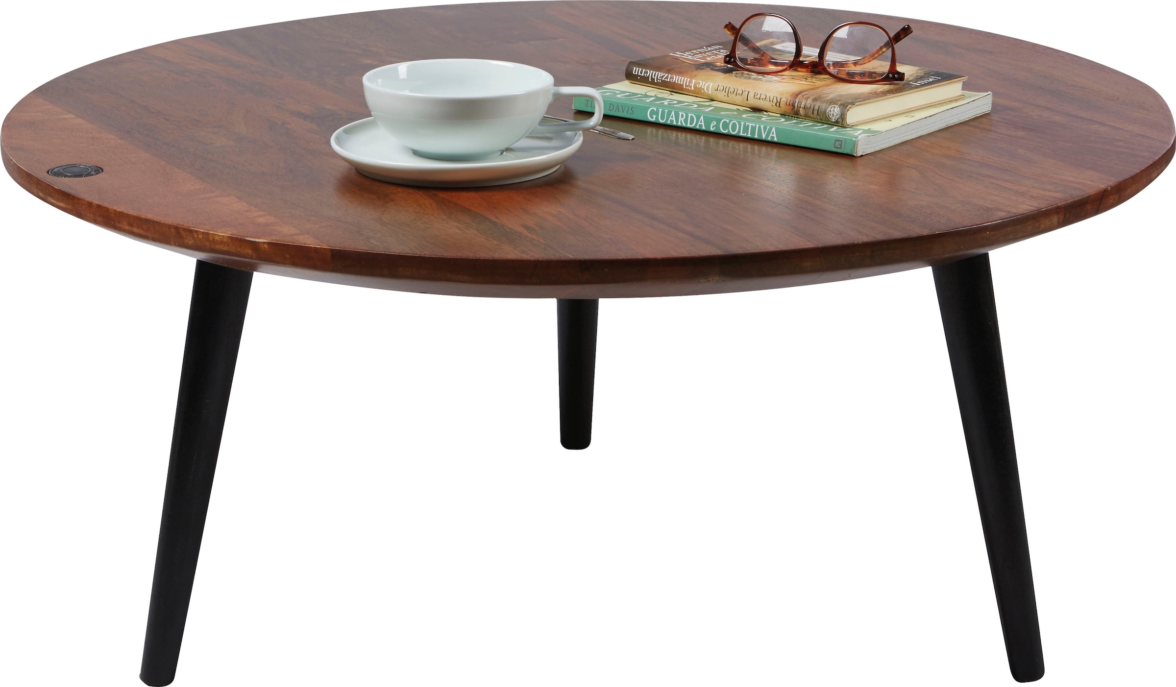 Couchtisch »T-WOOD TABLE LARGE«, Beistelltisch mit Knopfdetail, dunkles Mangoholz und...