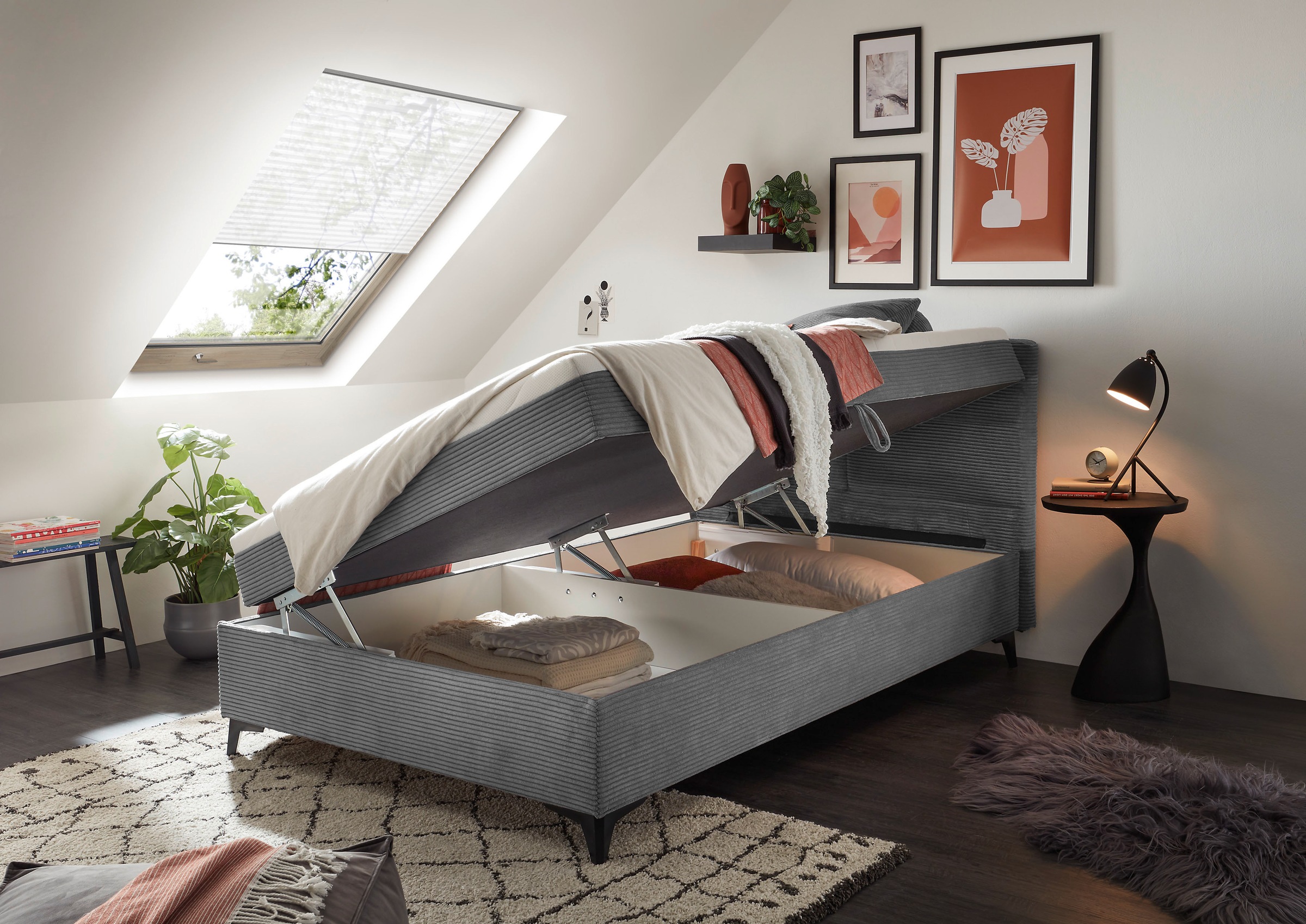 ED EXCITING DESIGN Boxbett »Andon«, mit Bettkasten, integrierter Topper, universell aufbaubar