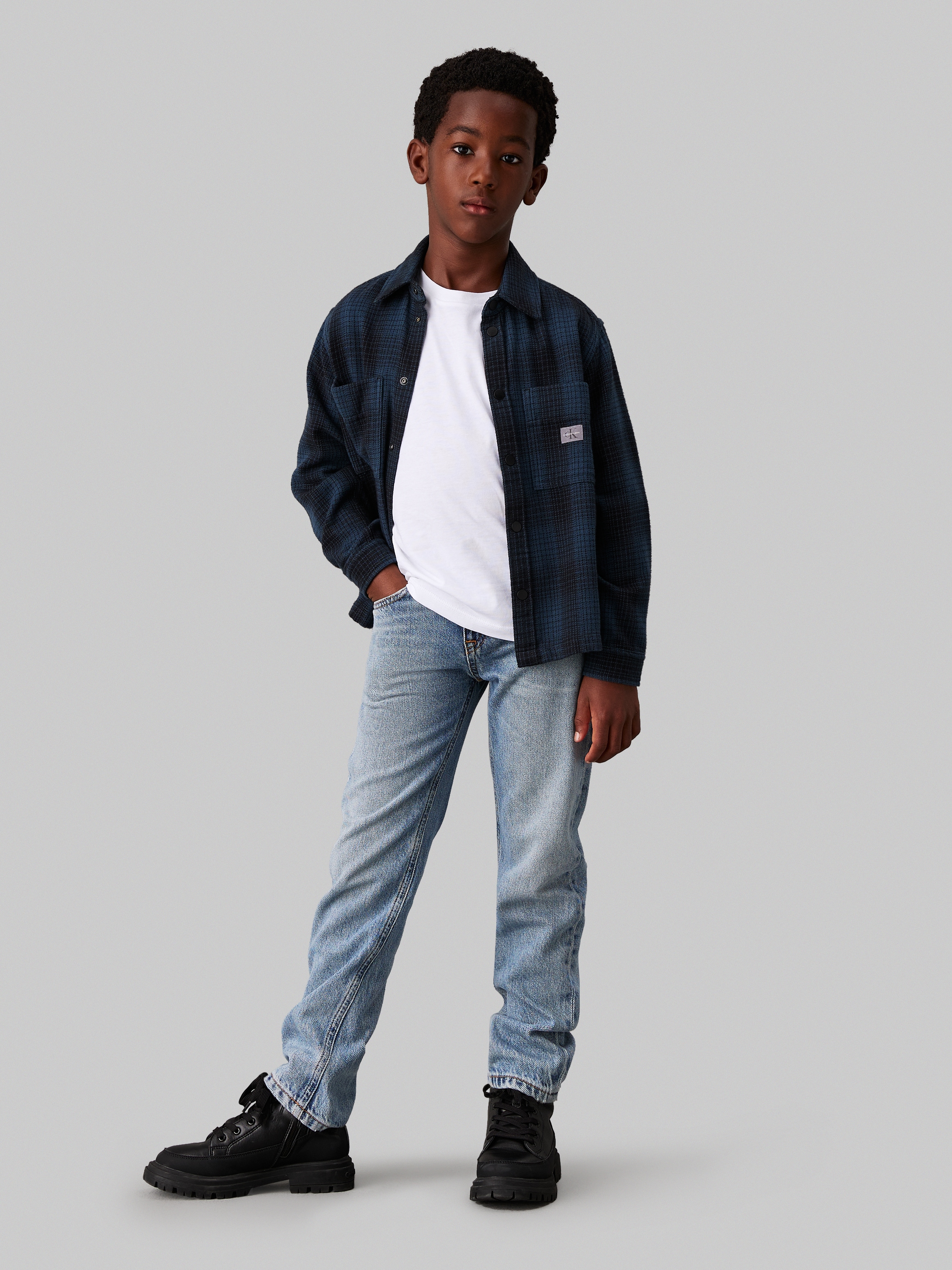 Calvin Klein Jeans Langarmhemd »Textured Checked Shirt«, für Kinder bis 16 Jahre und mit Logopatch