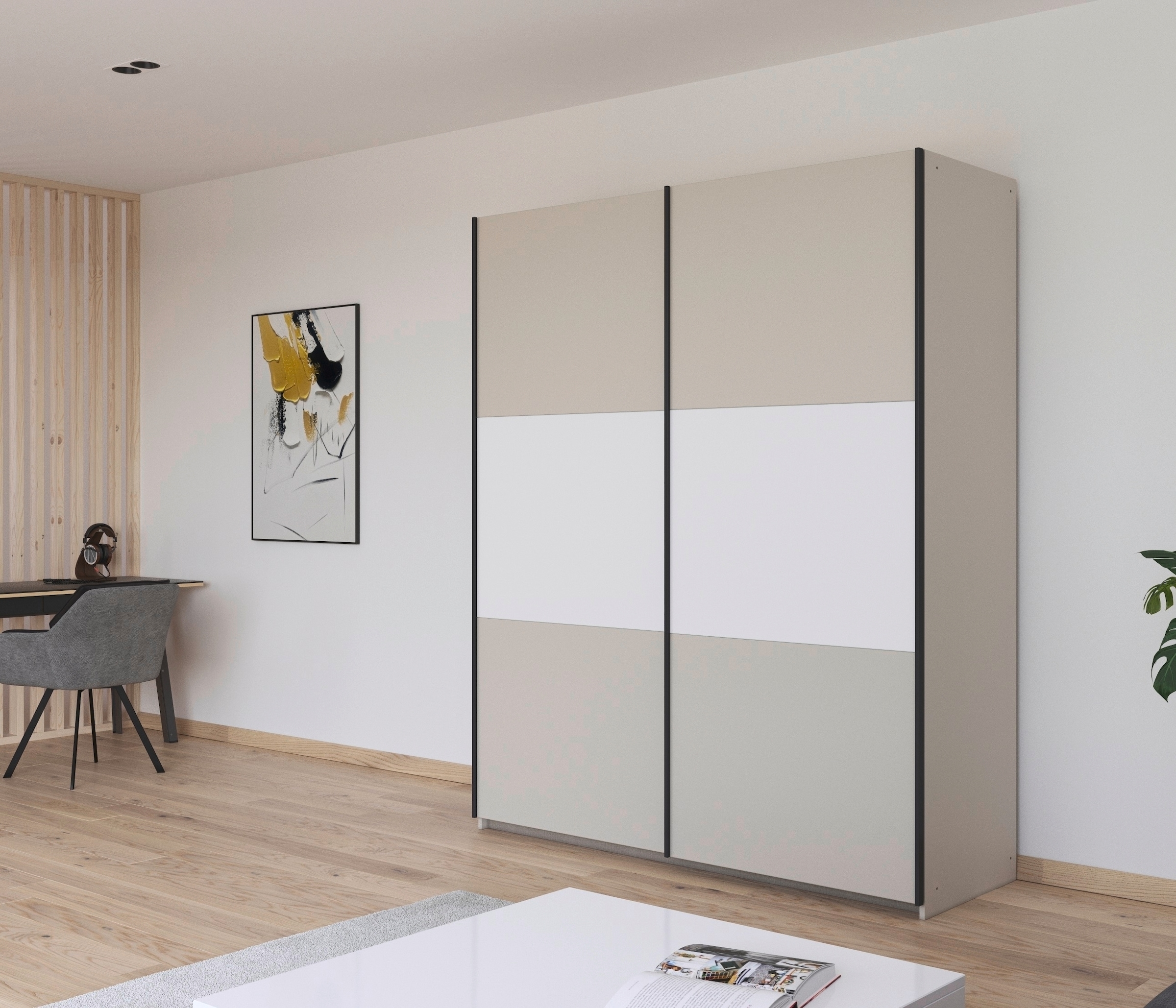 rauch Schwebetürenschrank »Kleiderschrank Schrank Garderobe Garderobenschrank Wäscheschrank NEO« 3 verschiedene Ausstattungen BASIC/CLASSIC/PREMIUM (inkl. SOFT-CLOSE),  mit großzügigem Stauraum und vielfältigen Farbkombinationen