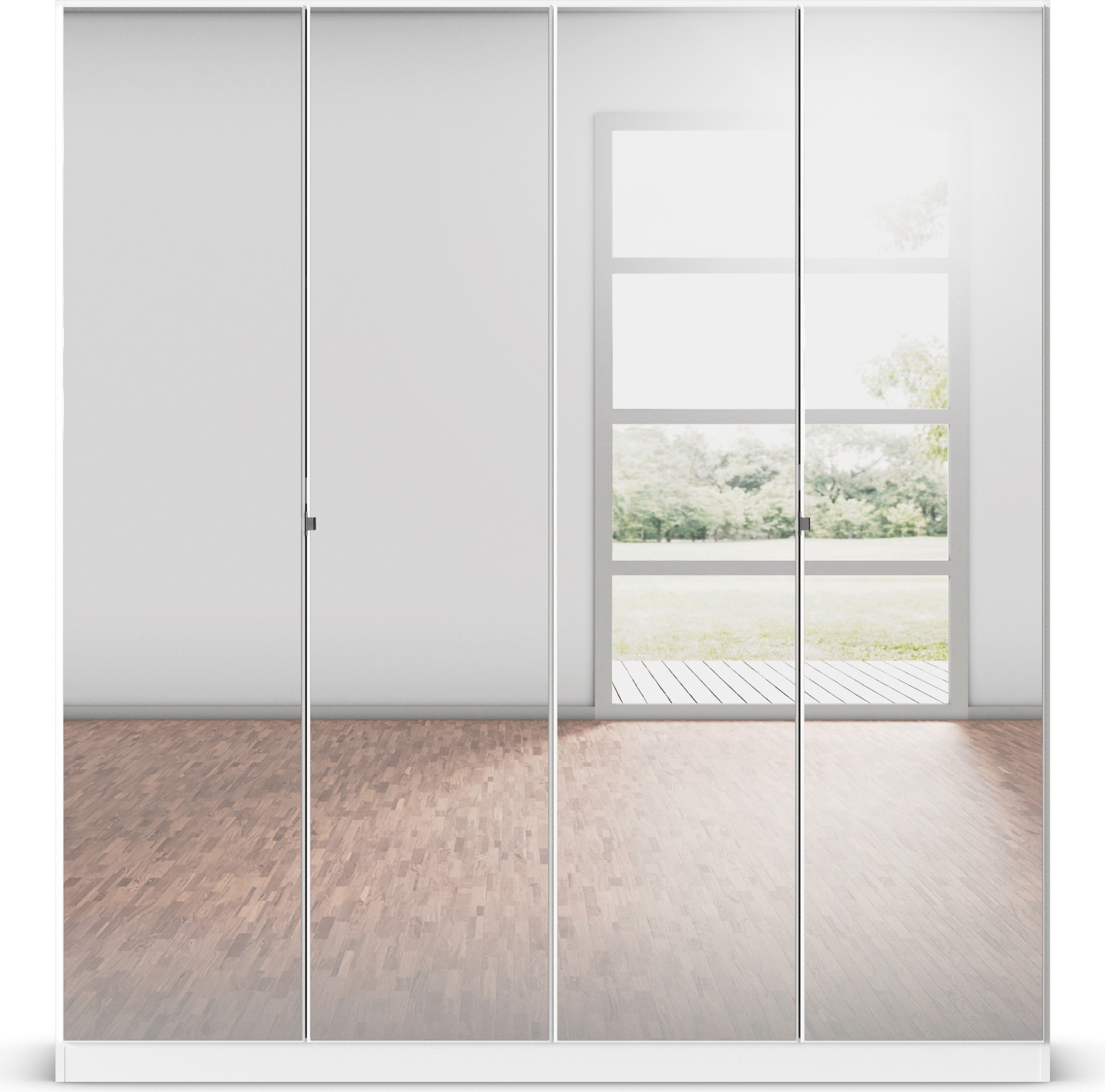rauch Drehtürenschrank »Reflect«, mit Spiegelfront, inkl. praktischer Inneneinteilung und Stoffboxen-Set