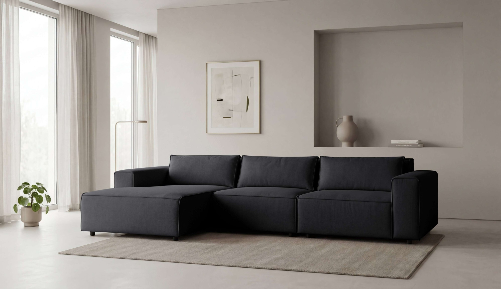 OTTO home Ecksofa "Jorrena, extra weicher Chenille-Stoff" L-Form, 3 Komfortstufen, Breite 316 cm, mit Wellenunterfederung