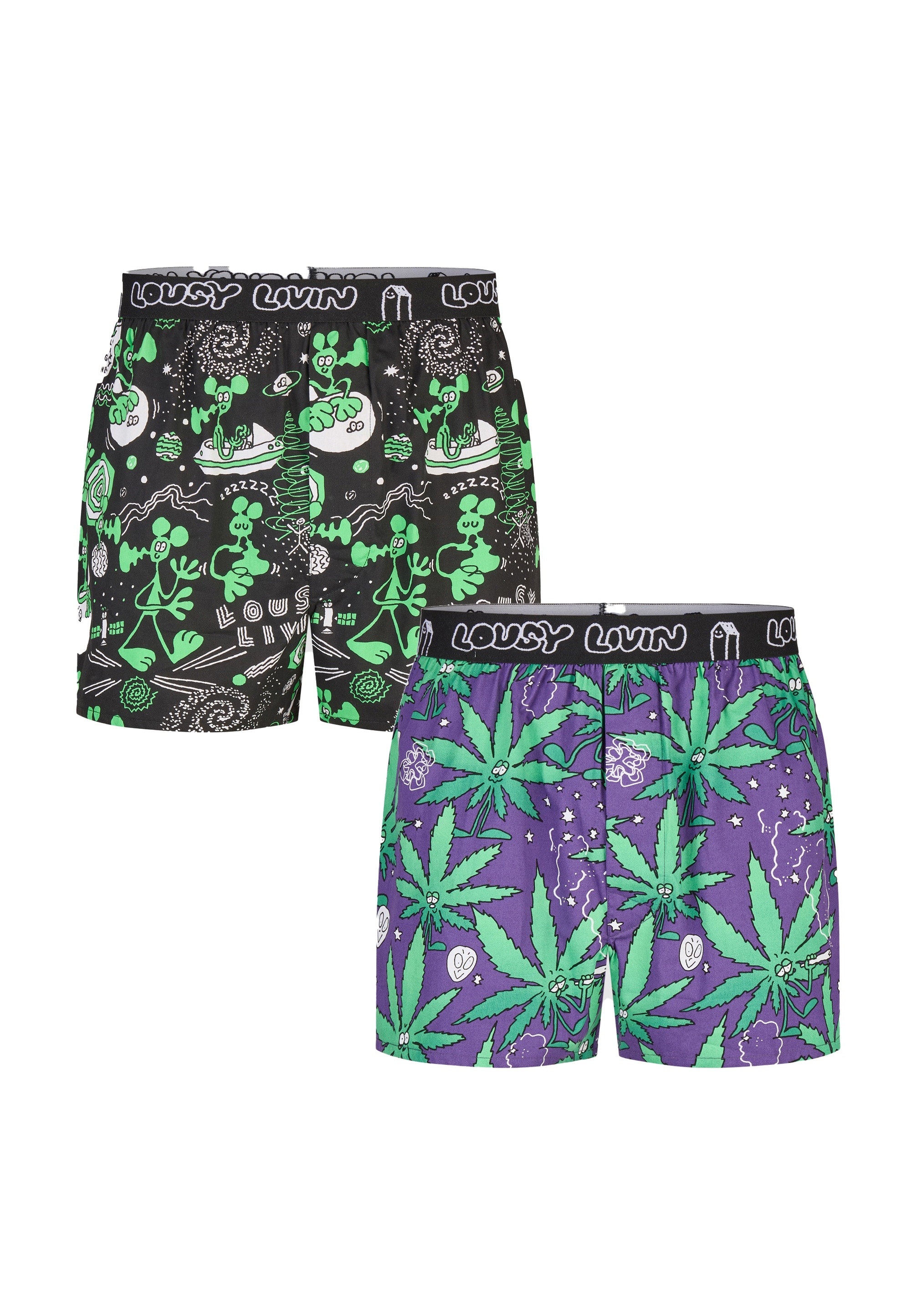 Lousy Livin Boxershorts »2Pack Boxershorts Outer Weedy«, 2er-Pack im lockeren Schnitt