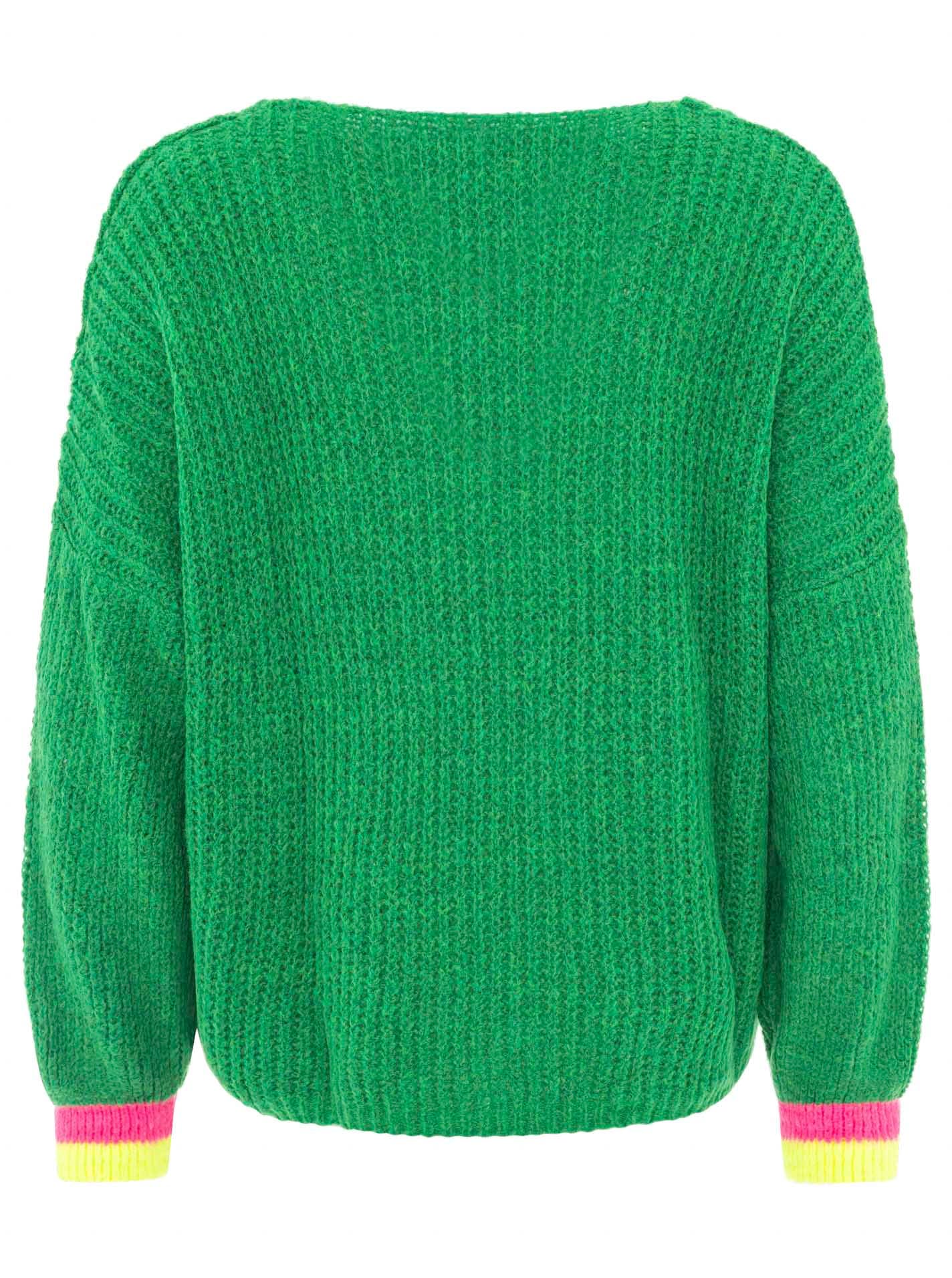 Zwillingsherz Strickpullover »"Smile"« Langarm, One Size, V-Ausschnitt, Neon-Details, Schriftzug