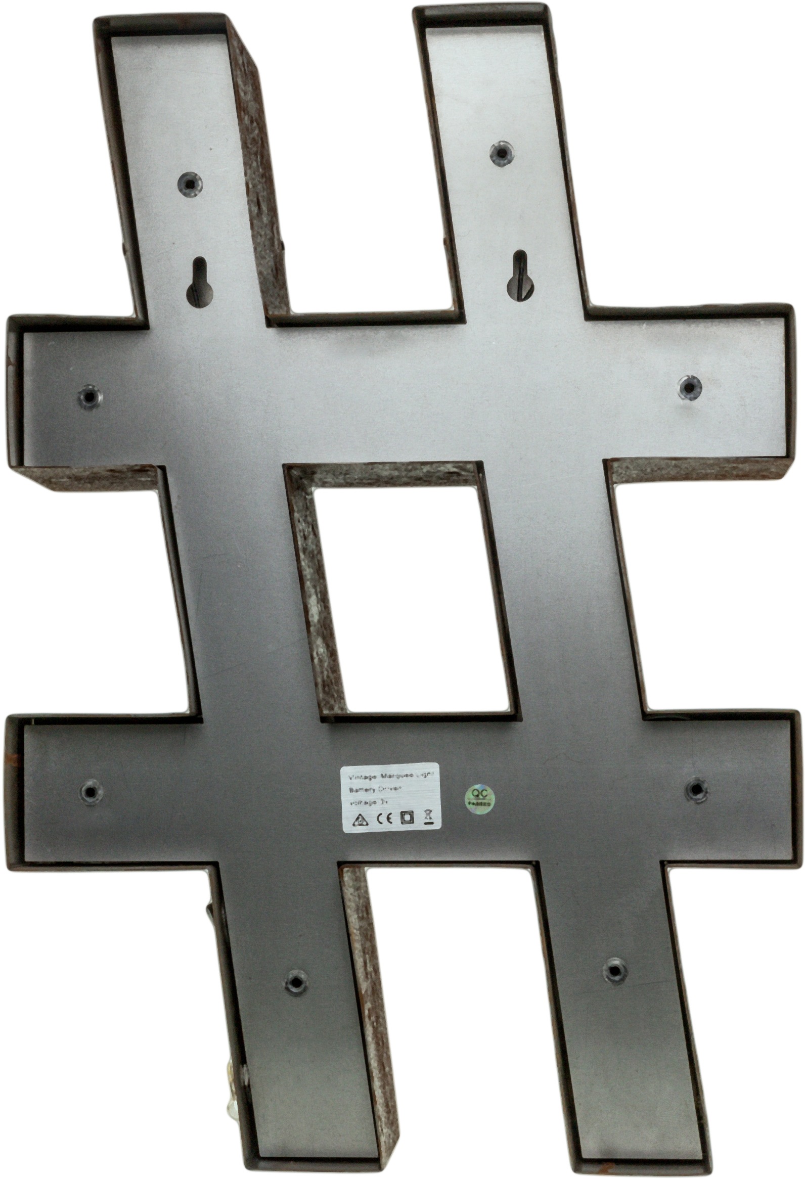 MARQUEE LIGHTS LED Dekolicht »Hashtag«, 12 flammig, Leuchtmittel LED-Modul | LED fest integriert, Wandlampe, Tischlampe Hashtag Symbol 12 Leuchtmittel - 26x38 cm