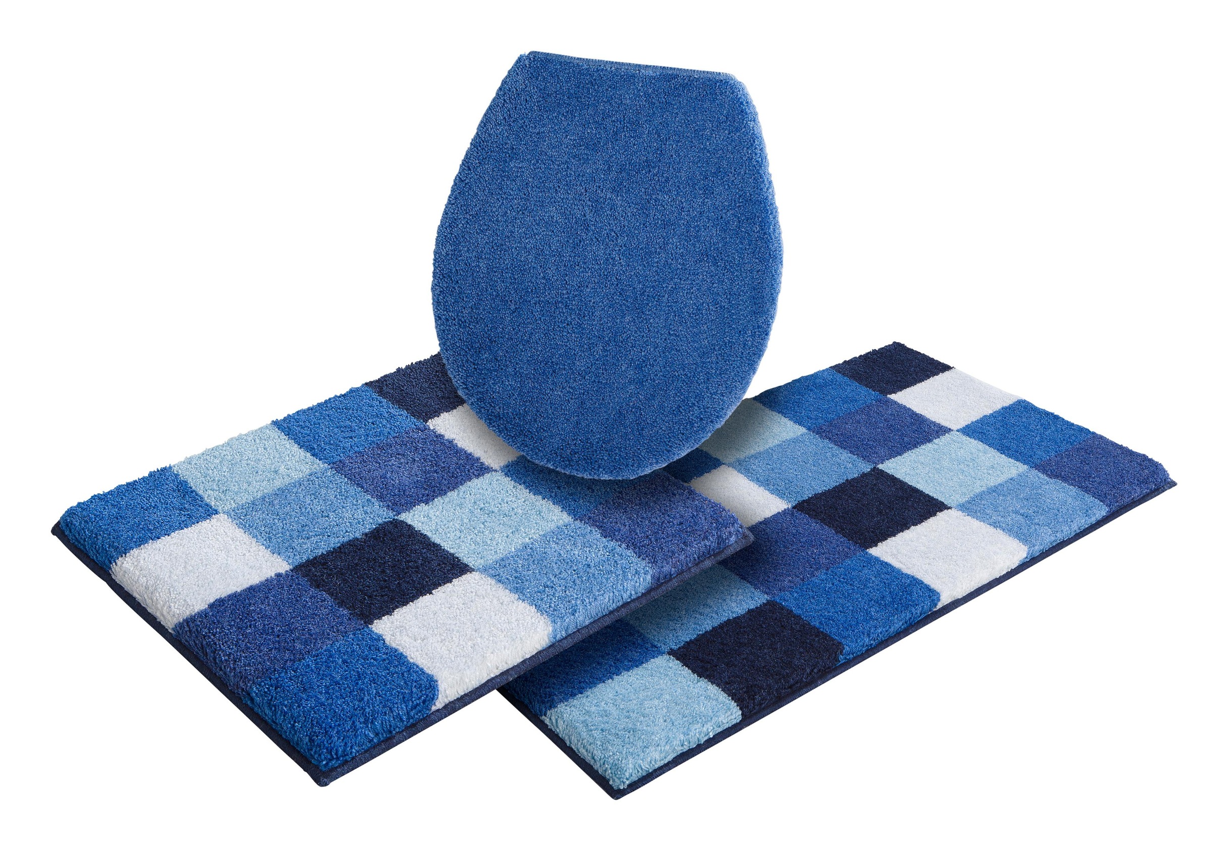 Grund Badematte »Mosaik, Badvorleger, Badezimmer Teppich, sehr weich«, rutschhemmend beschichtet, fußbodenheizungsgeeignet, angenehm weich, auch als 3 teiliges Set erhältlich, Made in Europe