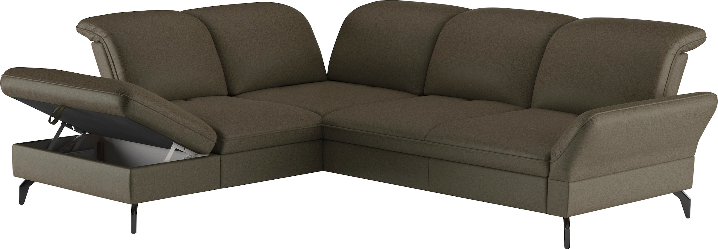 sit&more Ecksofa »Leandro L-Form«, Wahlweise mit Bett-, Kopfteil - und Armlehnfunktion, sowie Stauraum
