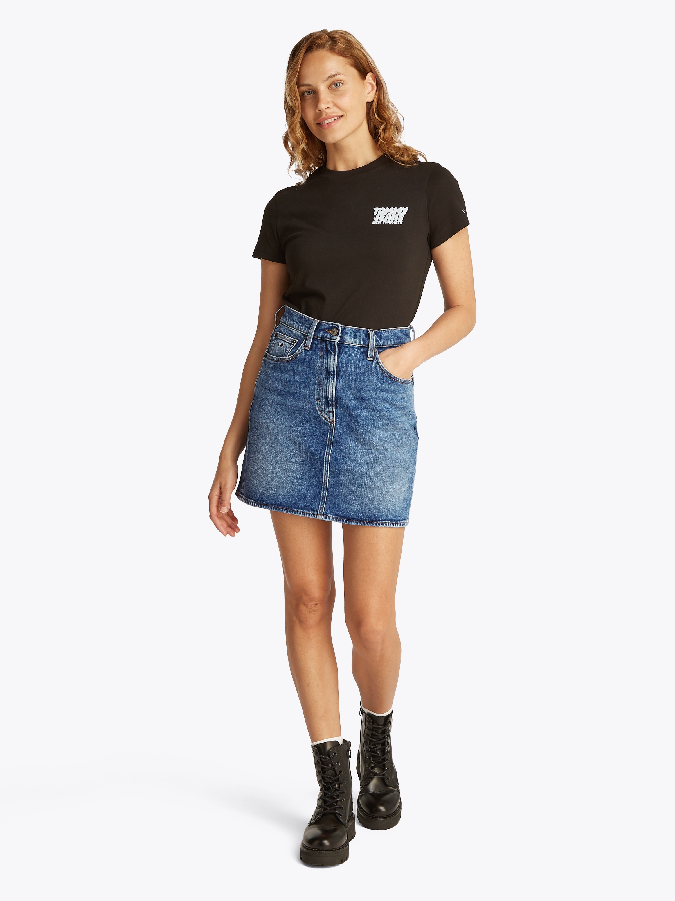 Thumbnail - Tommy Jeans Jeansrock "MOM SKIRT BI0134", mit Logo-Badge