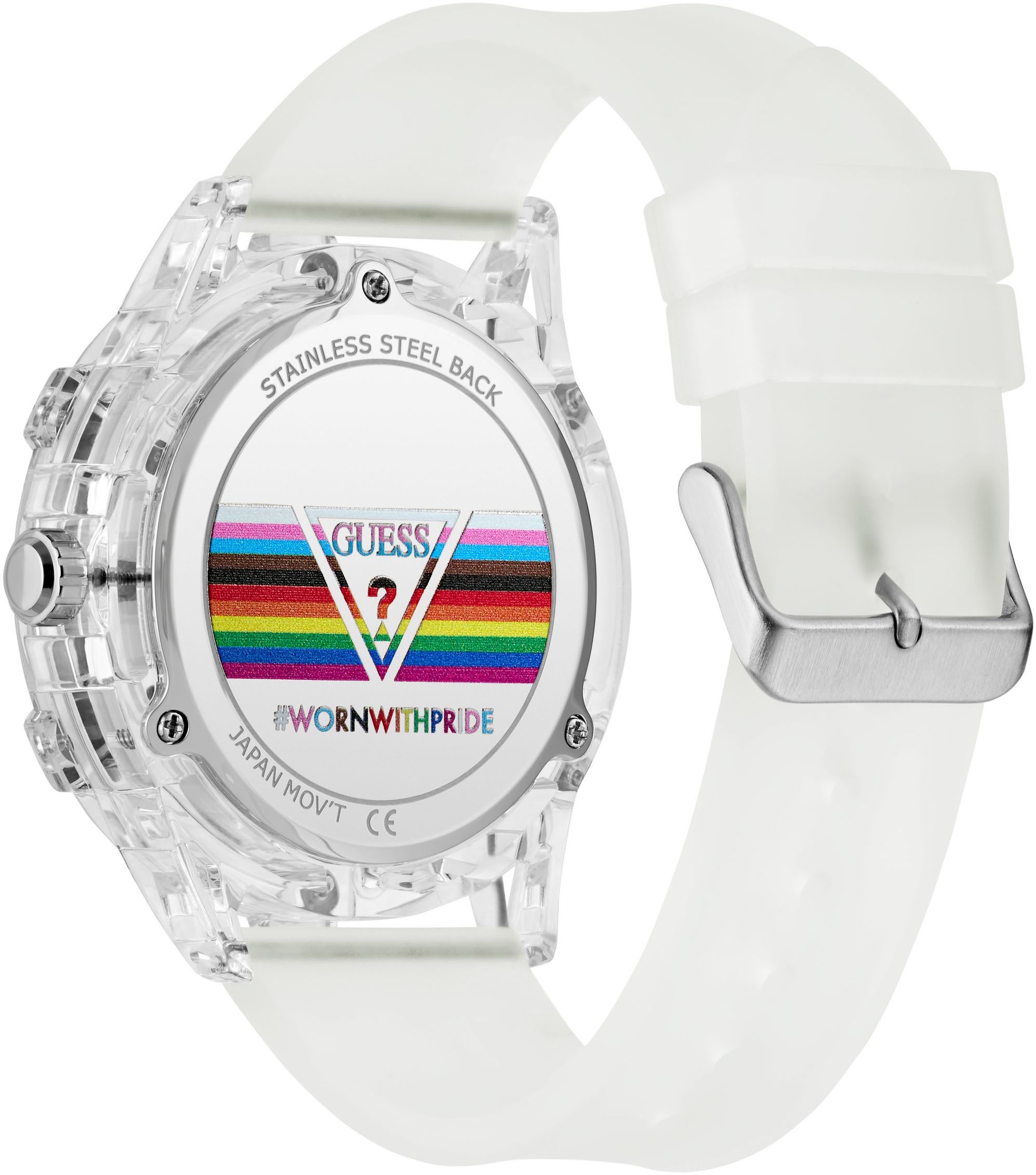 Guess Multifunktionsuhr »KING«, Quarzuhr, Armbanduhr, Herrenuhr, Datum, Wochentag, Silikonarmband
