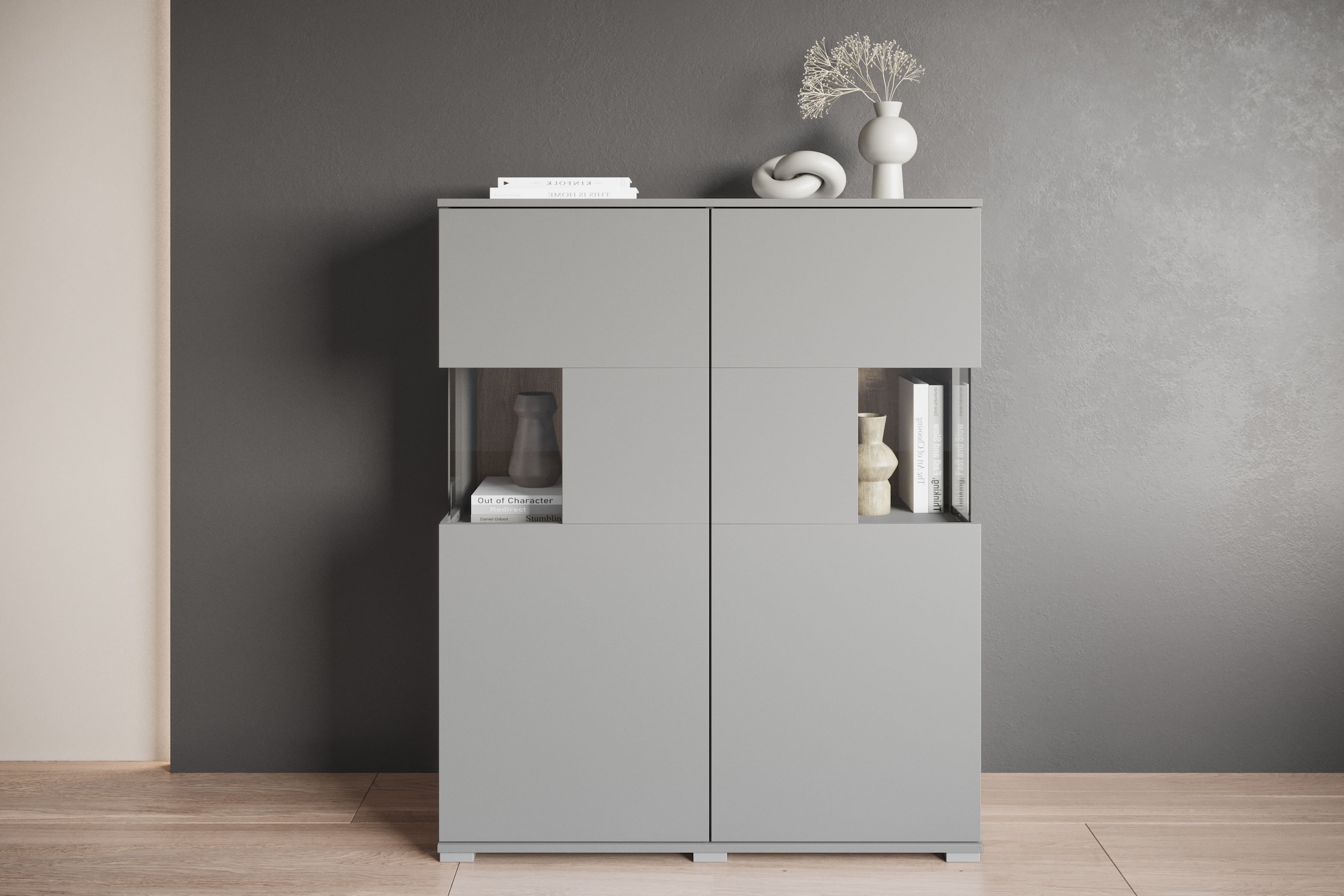 OTTO home Highboard "Kenia" 1 Stk. tlg. Modernes Highboard mit Glastüren, B günstig online kaufen
