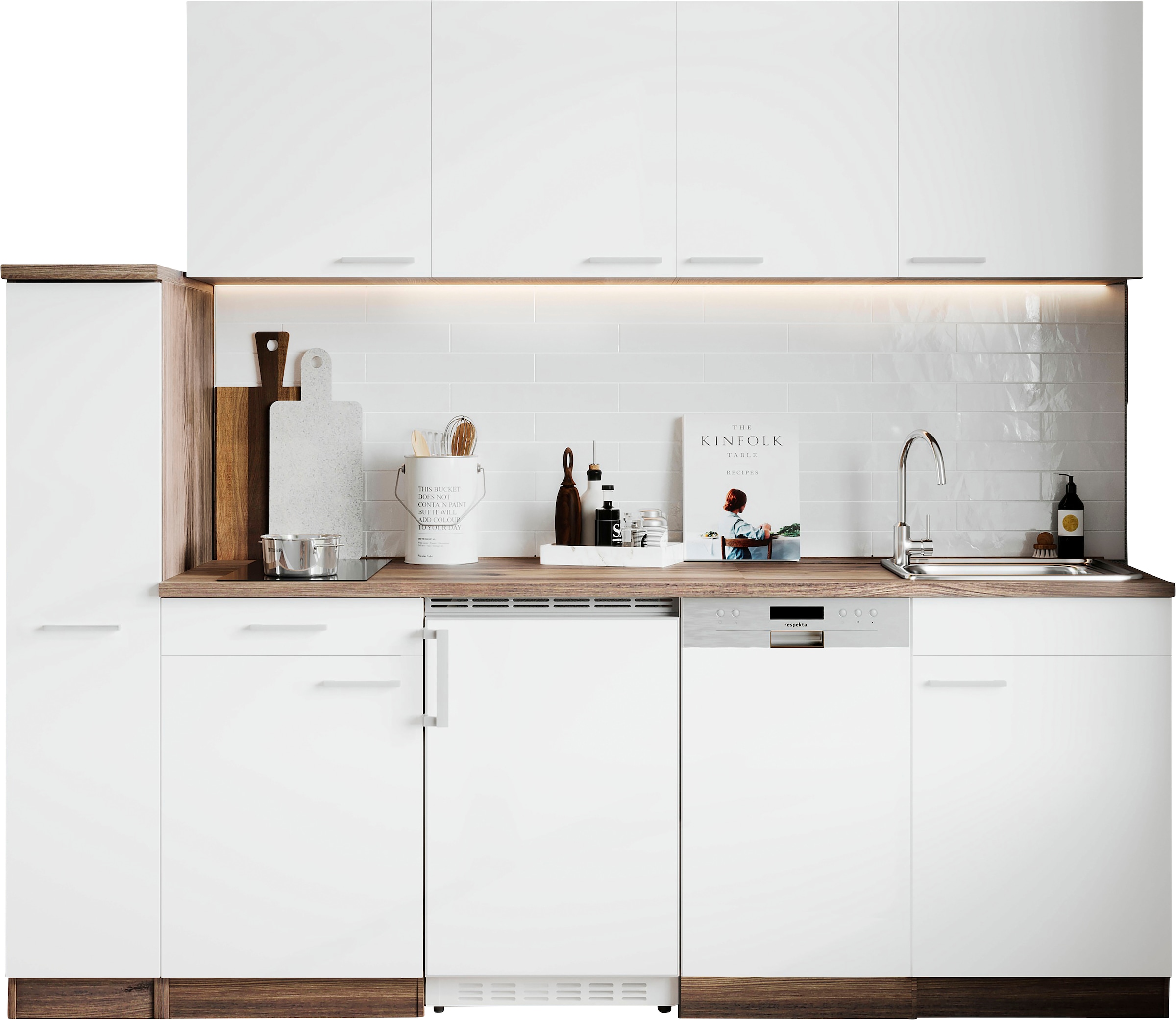 RESPEKTA Küche "Oliver", Breite 225 cm, wechselseitig aufbaubar