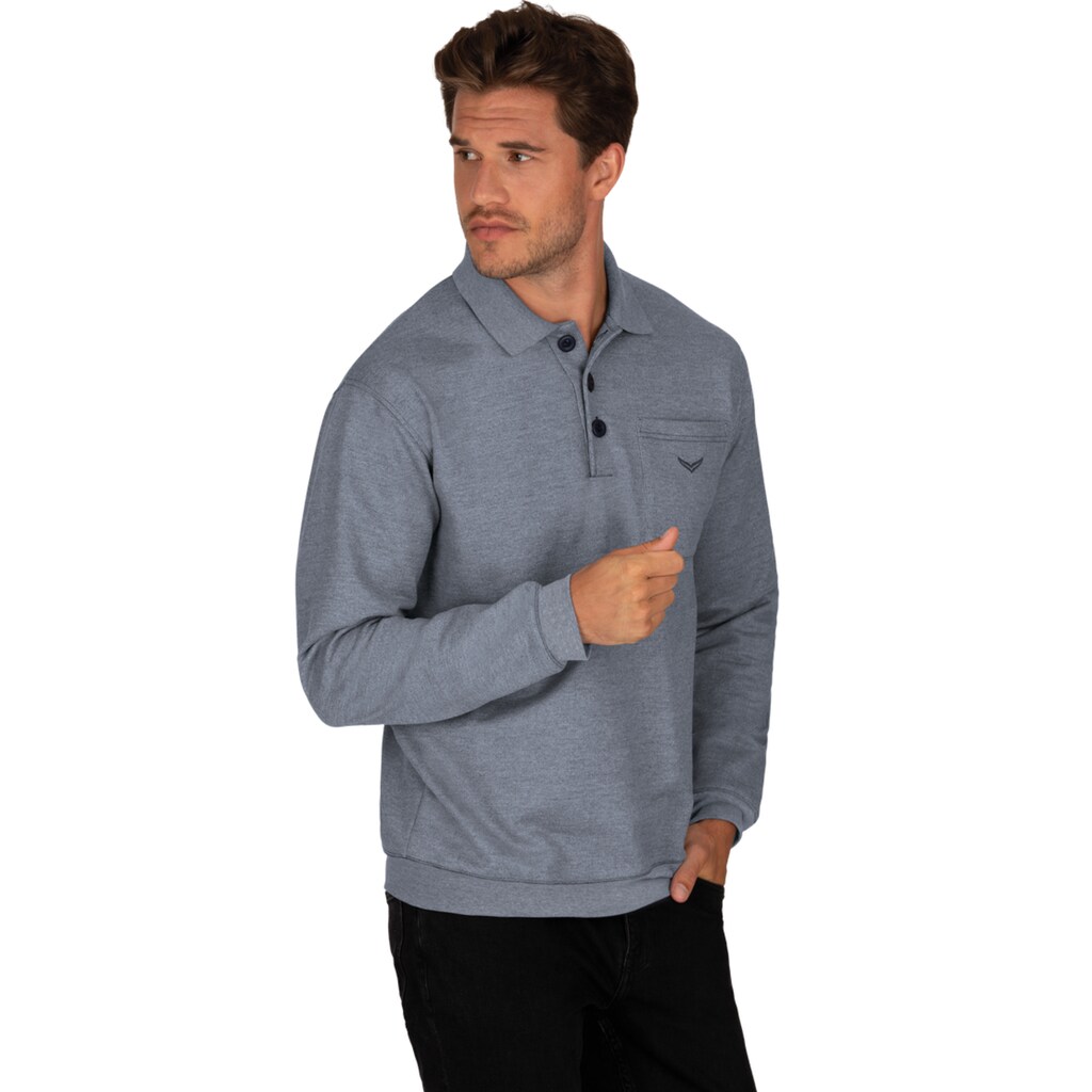 Trigema Sweatshirt »TRIGEMA Langarm Polo aus Sweat-Qualität«