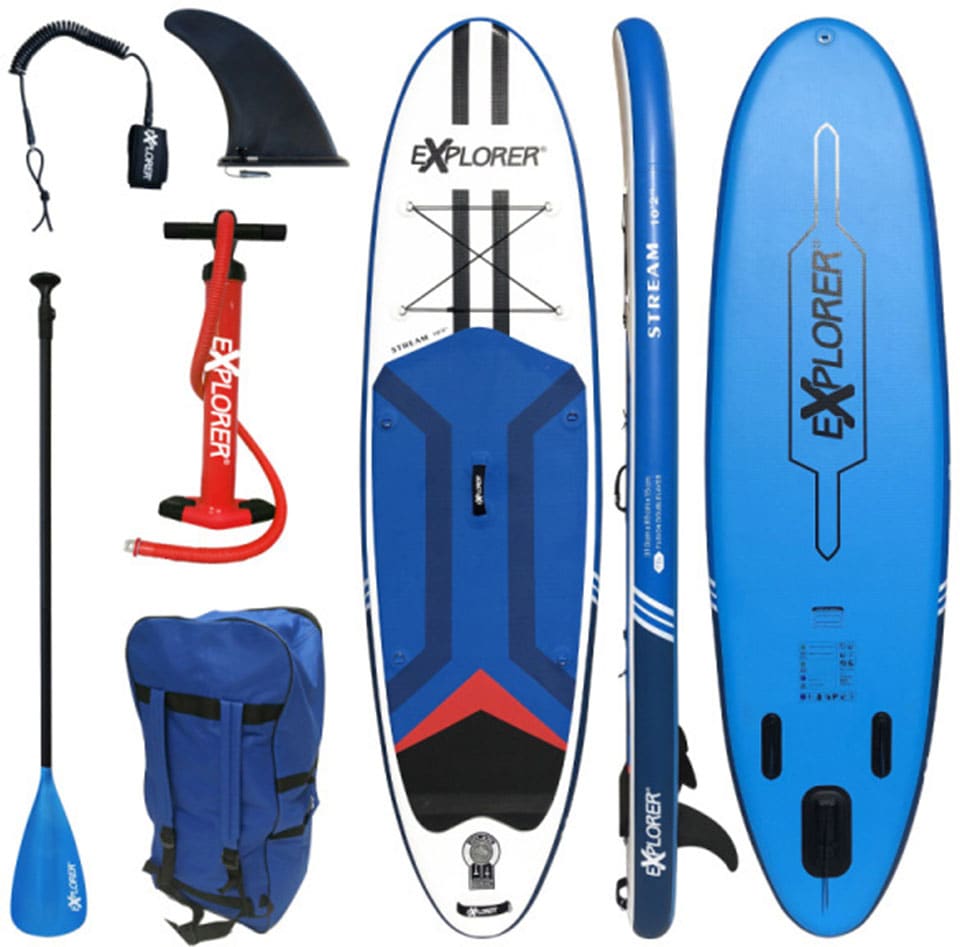 EXPLORER SUP-Board "Stream 10.2", (6 tlg., mit Paddel, Pumpe und Transportrucksack)