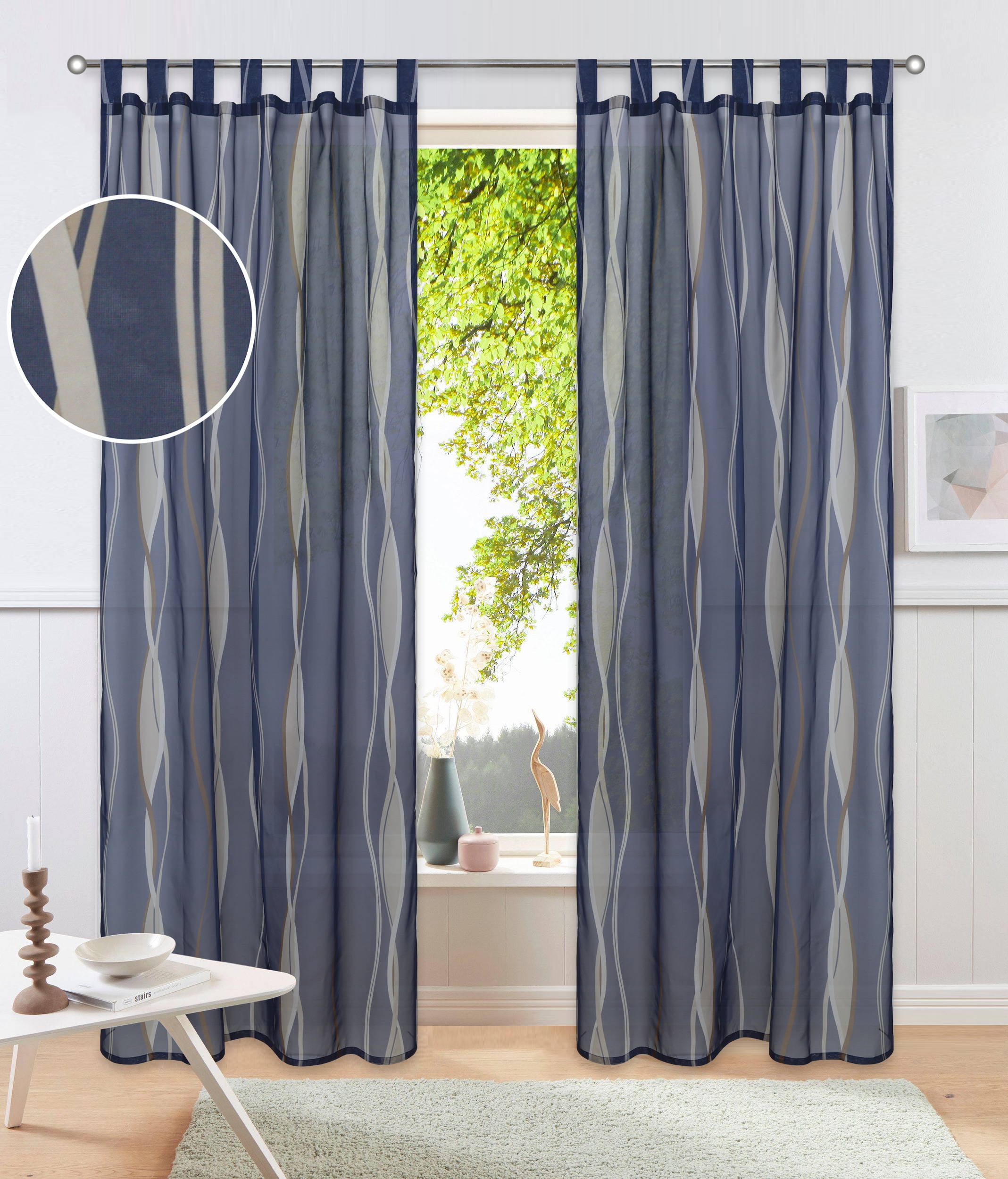 OTTO home Gardine "Dimona" Schlaufen 2 Stk. tlg. 2er-Set, Voile, Polyester, Wellen