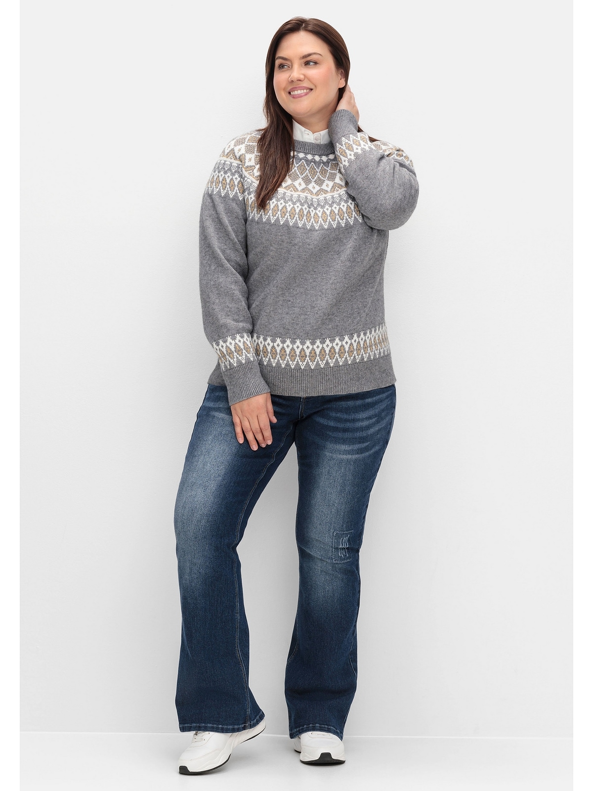 sheego by Joe Browns Strickpullover »Große Größen«, mit Norwegermuster