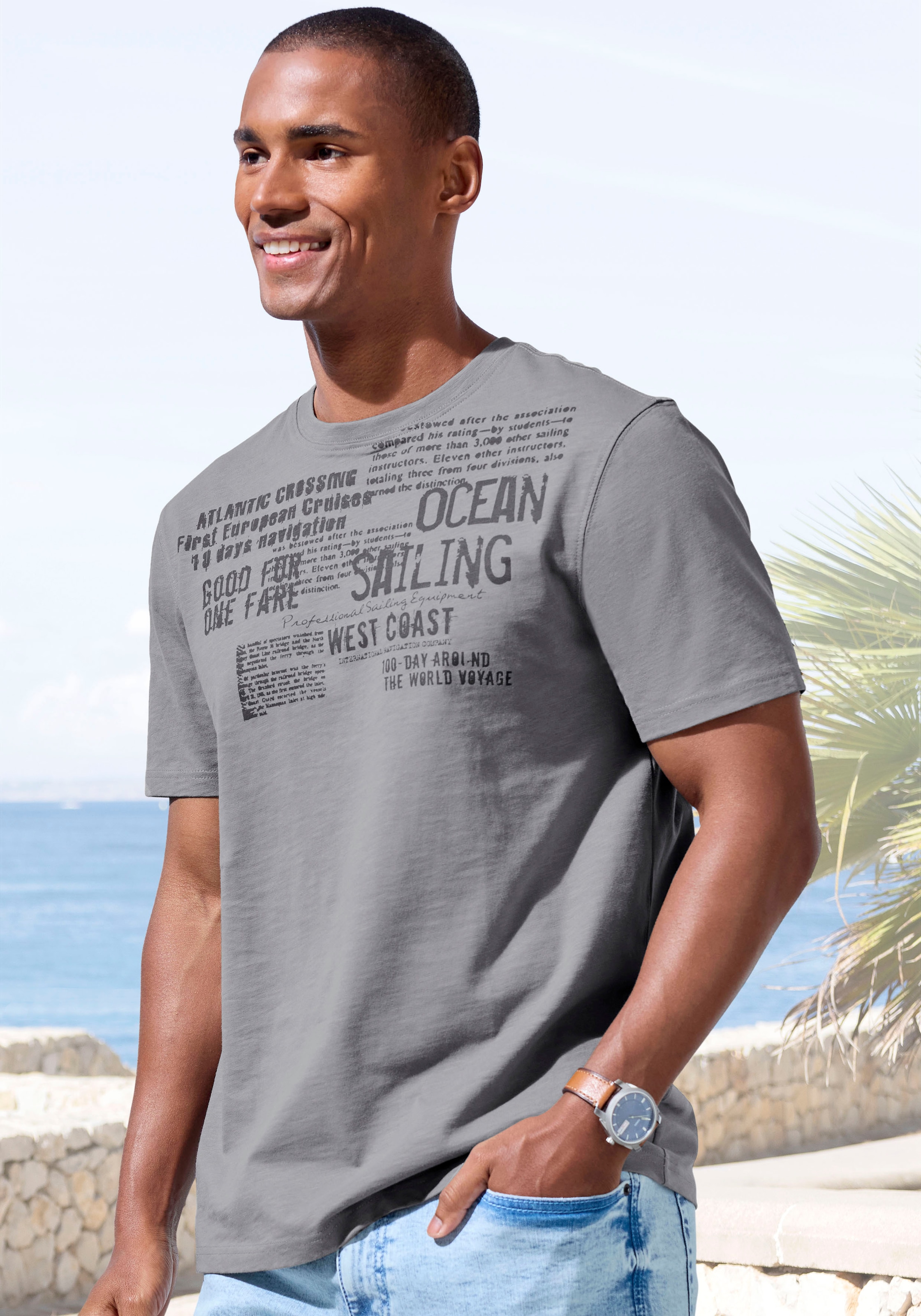 John Devin T-Shirt "mit Print", Regular-Fit, aus Slub-Qualität, mit Print günstig online kaufen