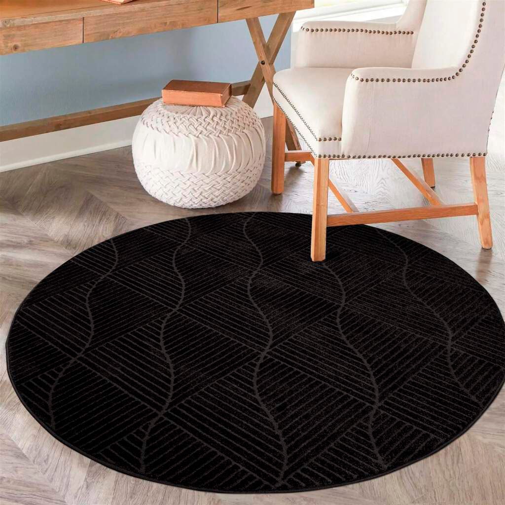 Carpet City Teppich »Friseé-Teppich FANCY 904«, rund, Kurzflor Wohnzimmer, Florale 3D-Optik, für Schlafzimmer, Flur